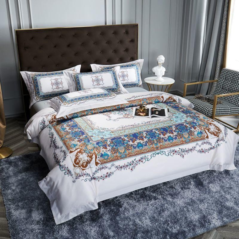 Ava Layered 3D Printed Border Egyptian Cotton Duvet Cover Set Duvet Cover Set - Venetto Design Venettodesign.com
