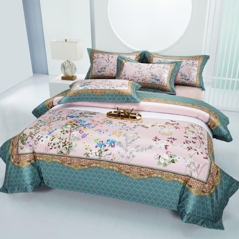Anne Hybrid Floral And Diamond Printed Silky Egyptian Cotton Duvet Cover Set Duvet Cover Set - Venetto Design Venettodesign.com