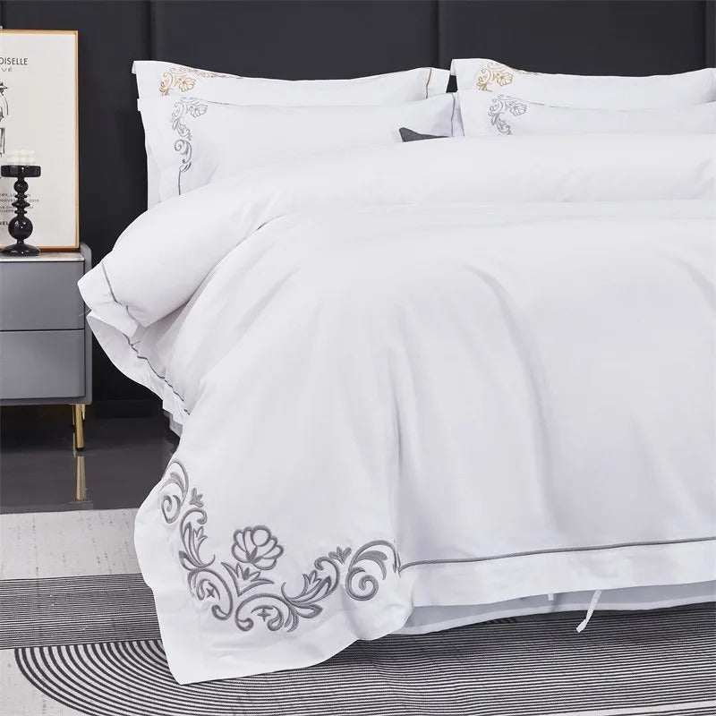 Lagertha Hotel Silver Embroidered Bedding Set