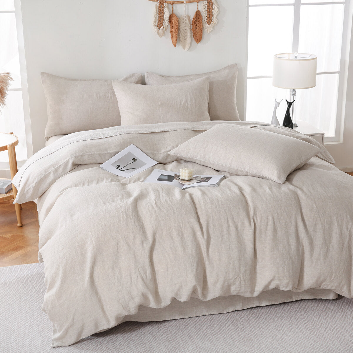 Linova Oatmeal Luxury French Linen Bedding Set