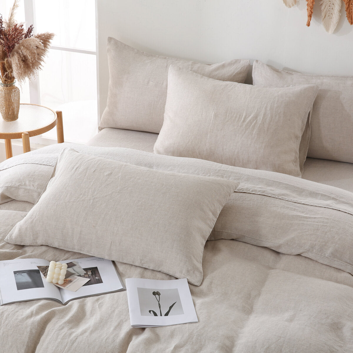 Linova Oatmeal Luxury French Linen Bedding Set