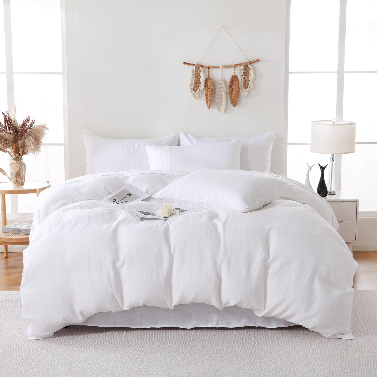 Linova White Luxury French Linen Bedding Set