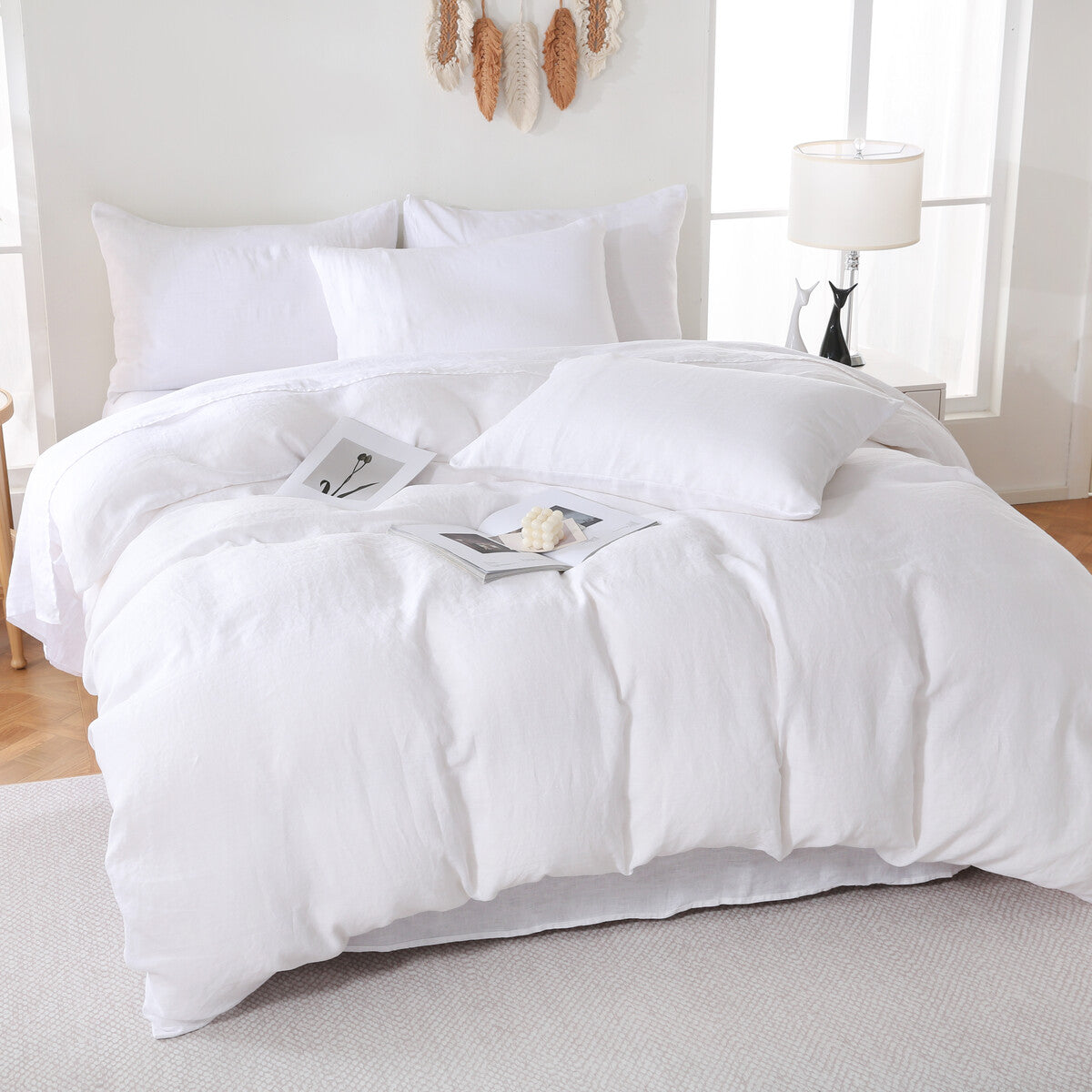 Linova White Luxury French Linen Bedding Set