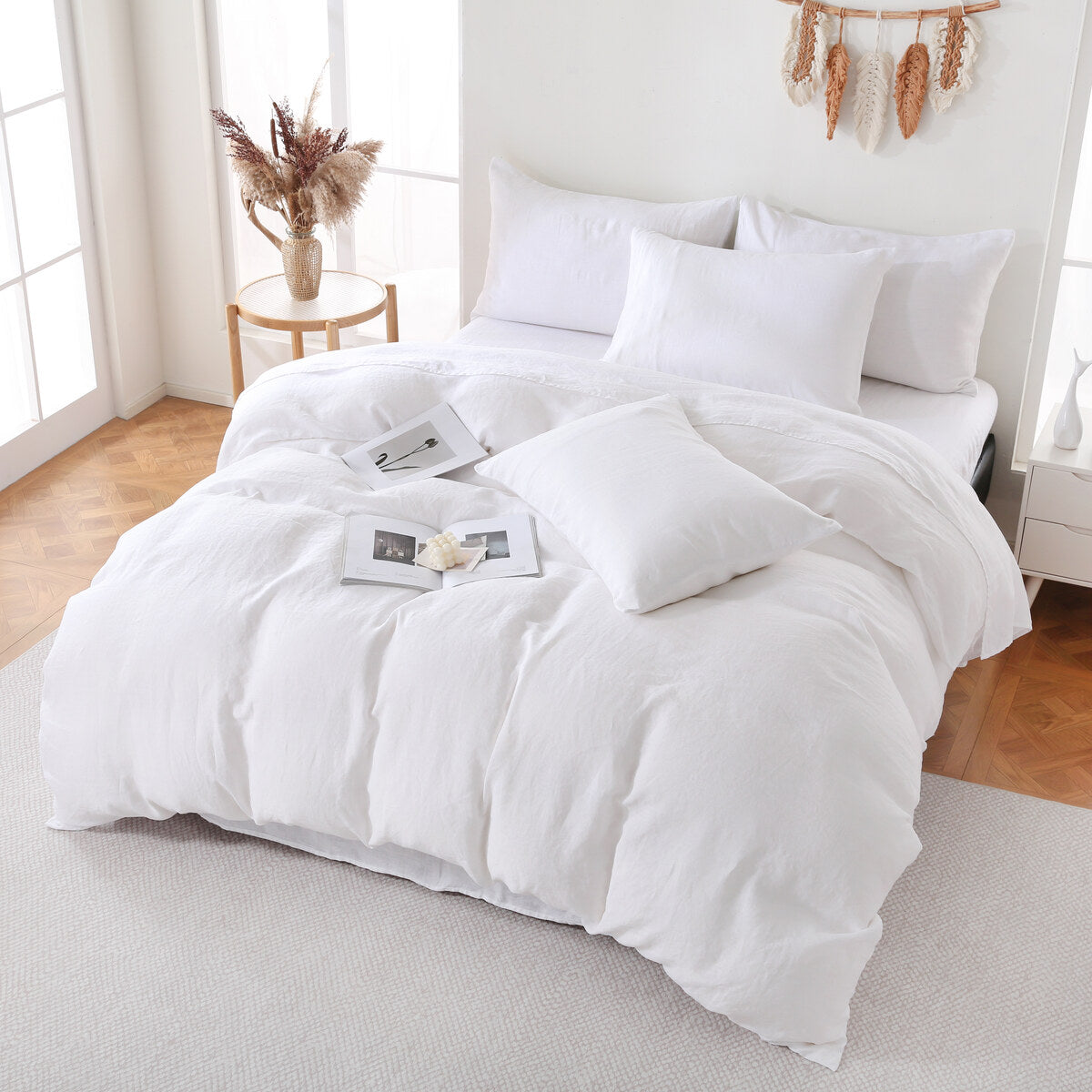 Linova White Luxury French Linen Bedding Set