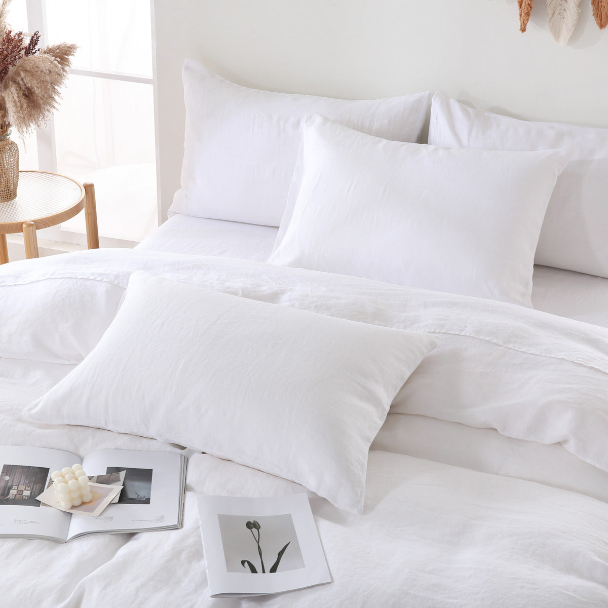 Linova White Luxury French Linen Bedding Set