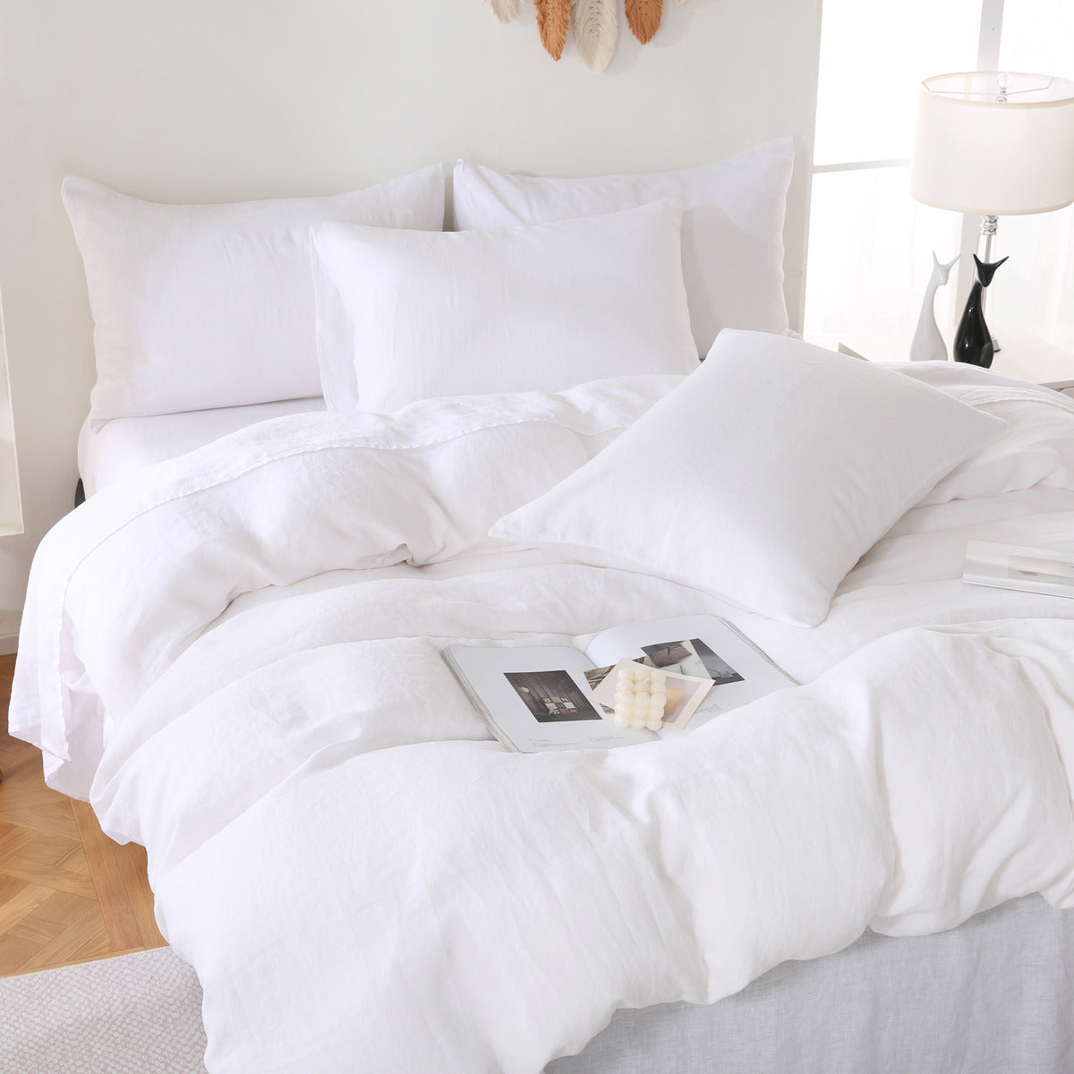 Linova White Luxury French Linen Bedding Set