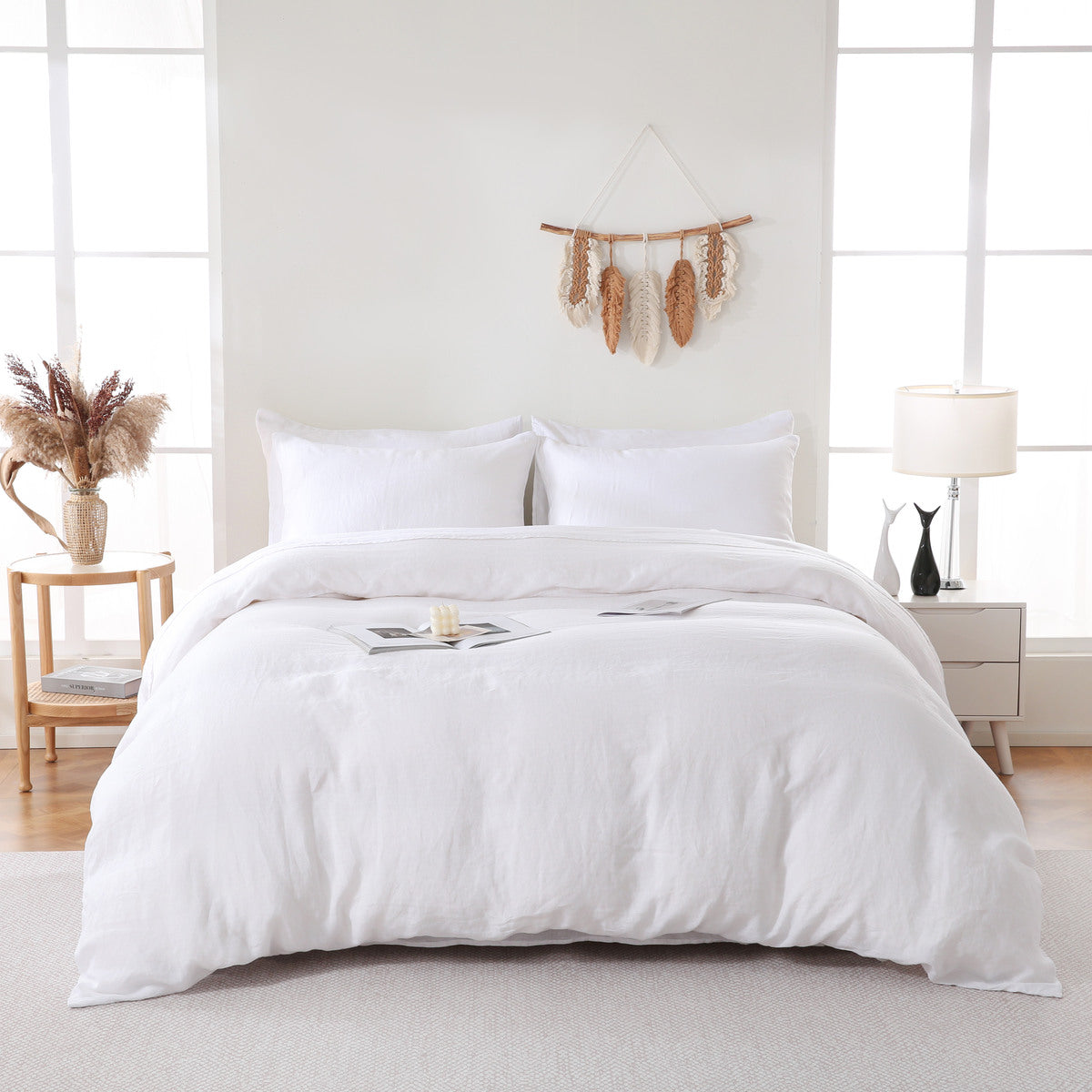 Linova White Luxury French Linen Bedding Set