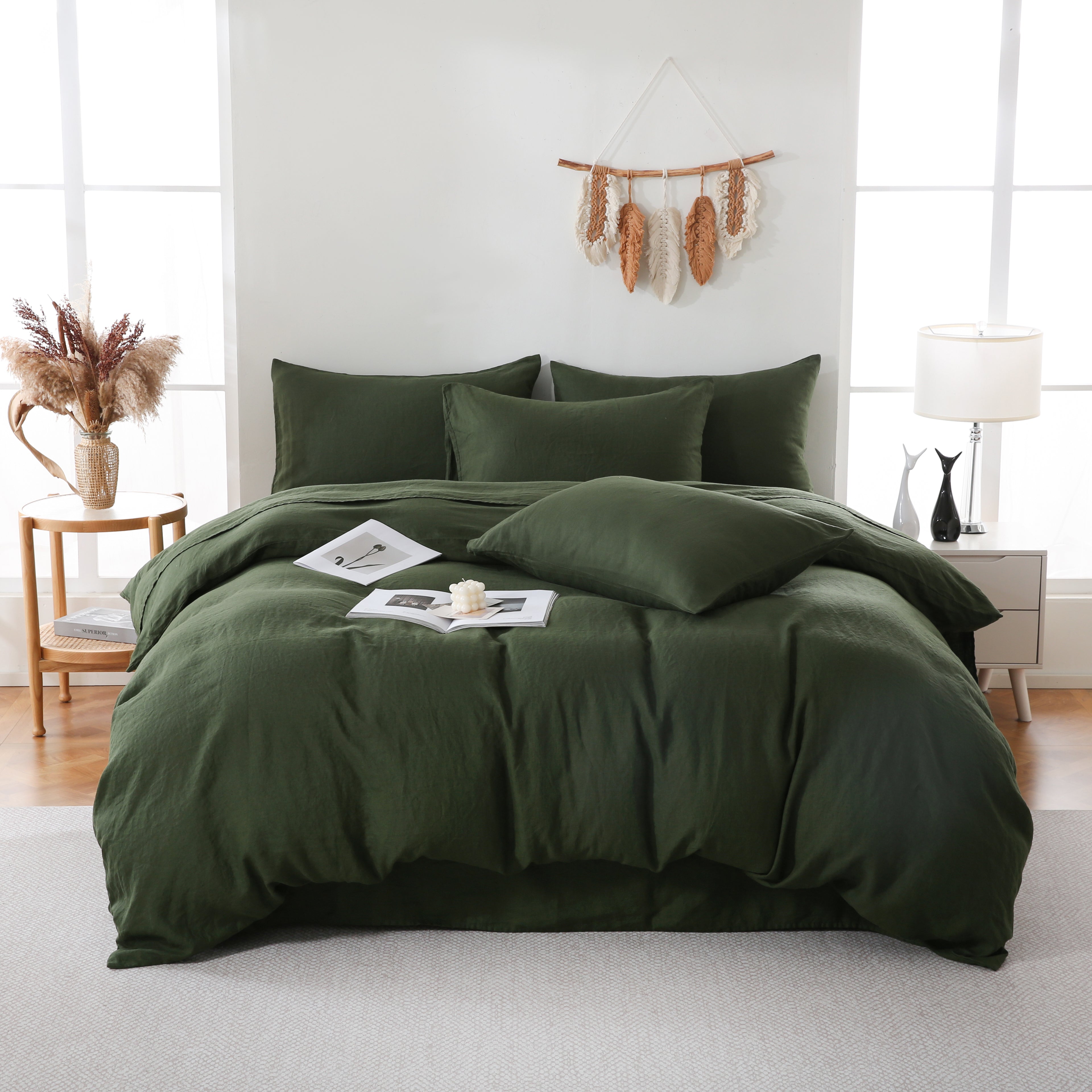 Linova Olive Luxury French Linen Bedding Set