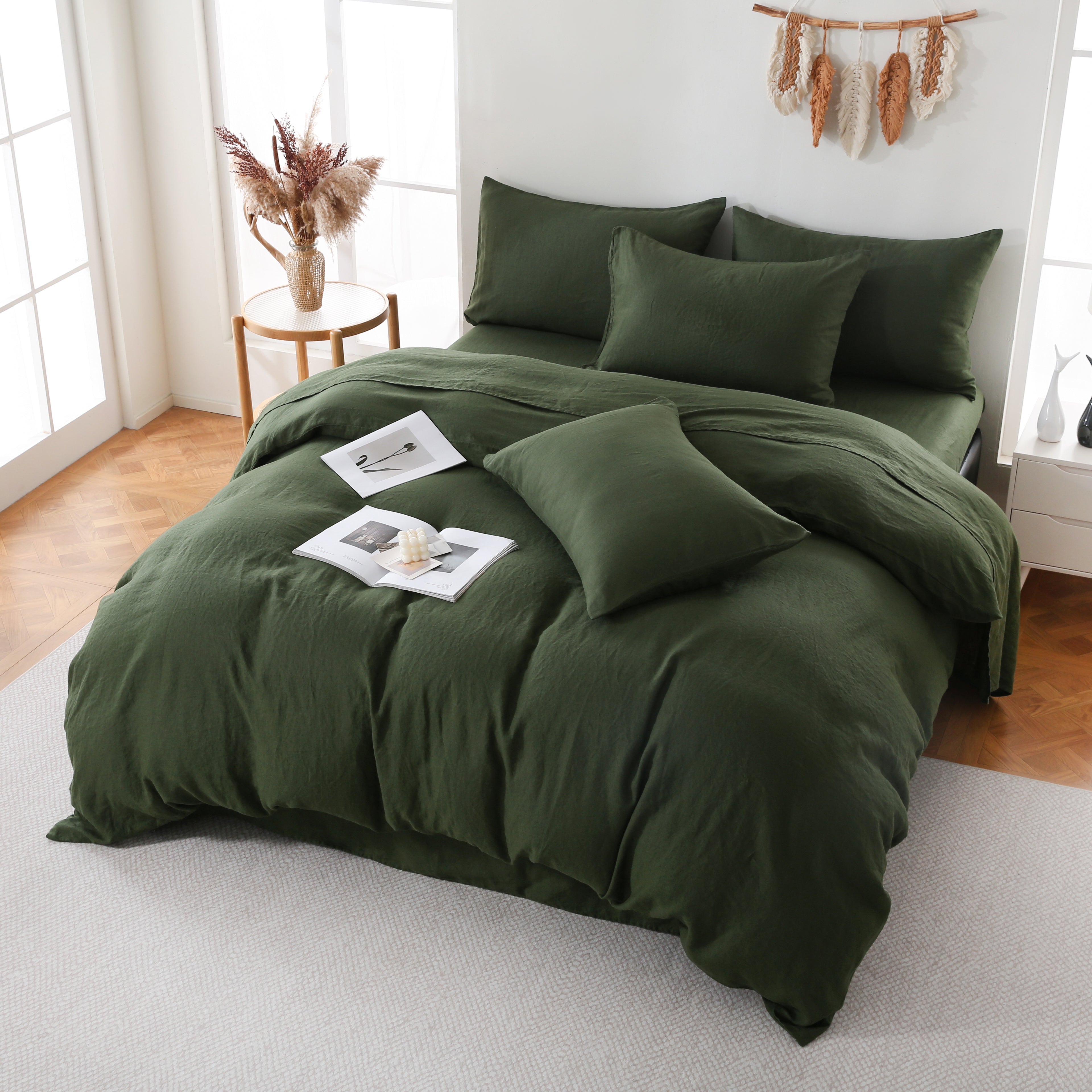 Linova Olive Luxury French Linen Bedding Set