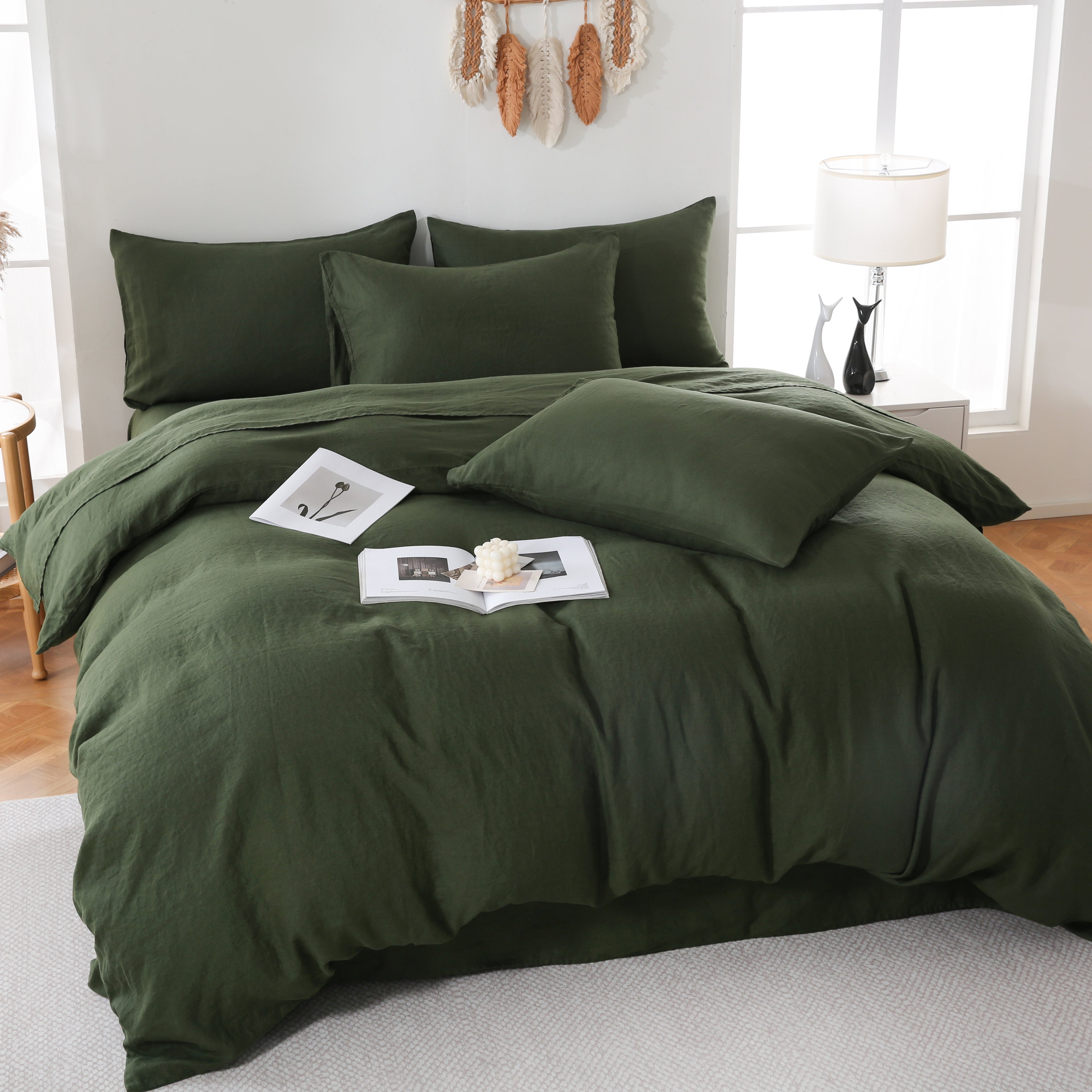 Linova Olive Luxury French Linen Bedding Set