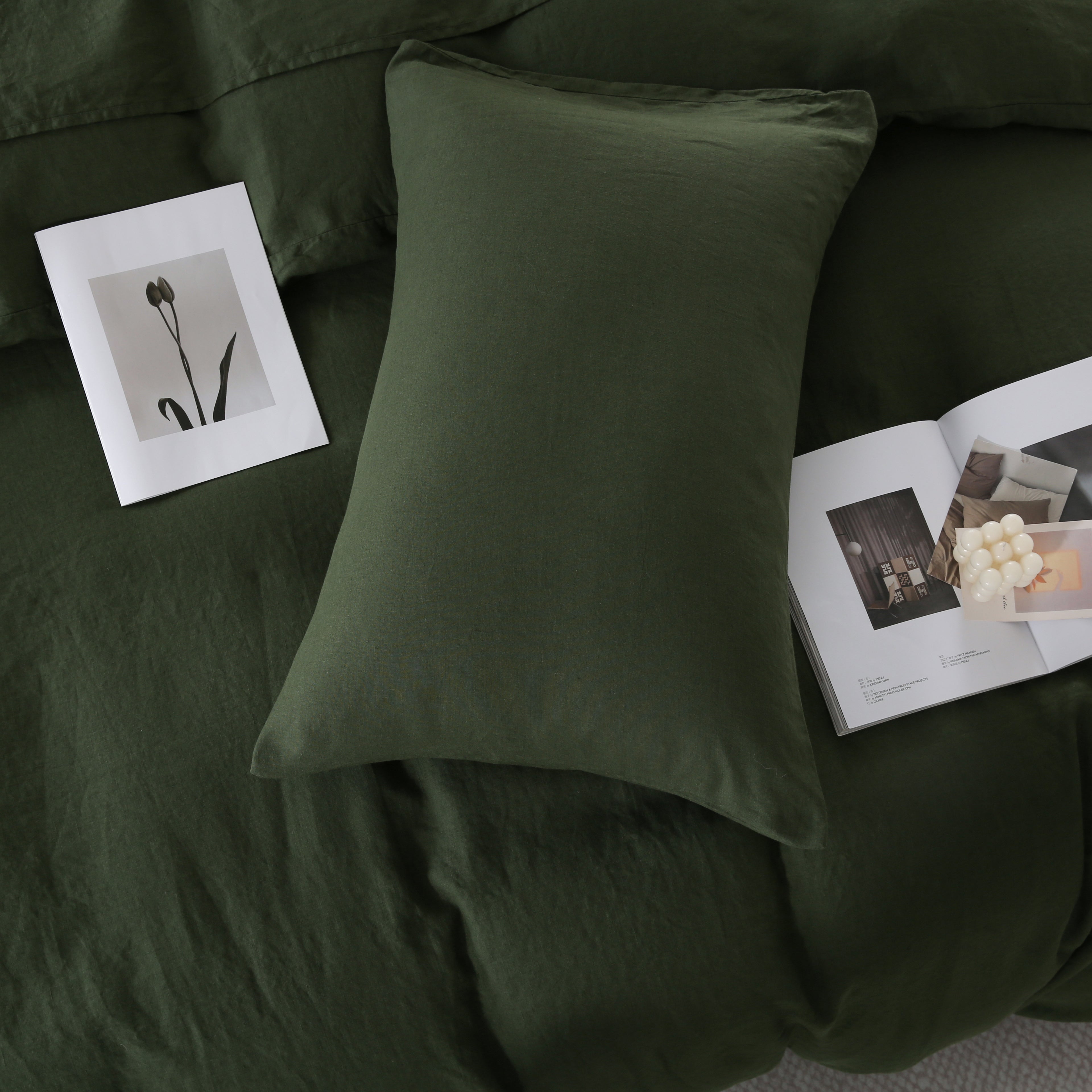 Linova Olive Luxury French Linen Bedding Set