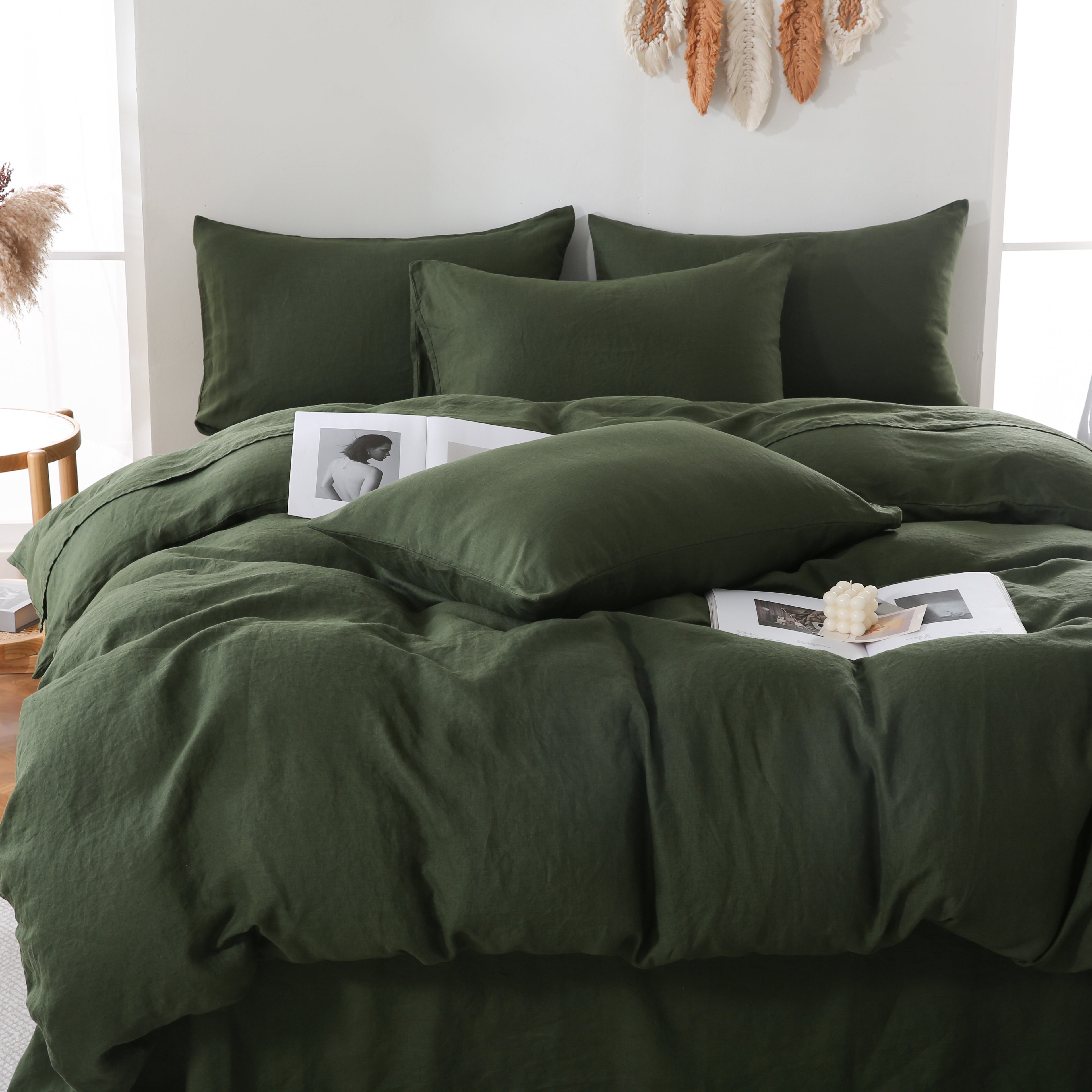 Linova Olive Luxury French Linen Bedding Set