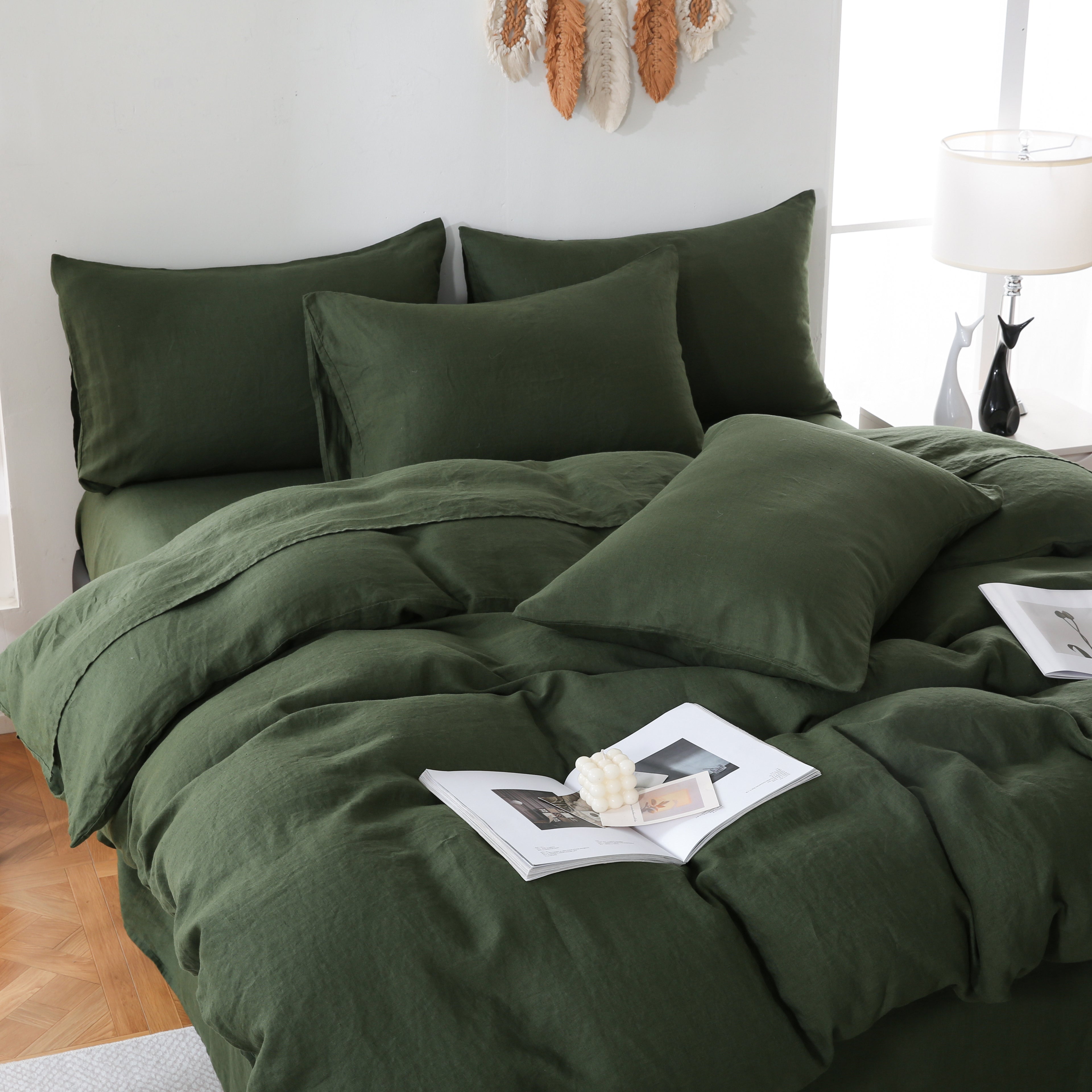 Linova Olive Luxury French Linen Bedding Set