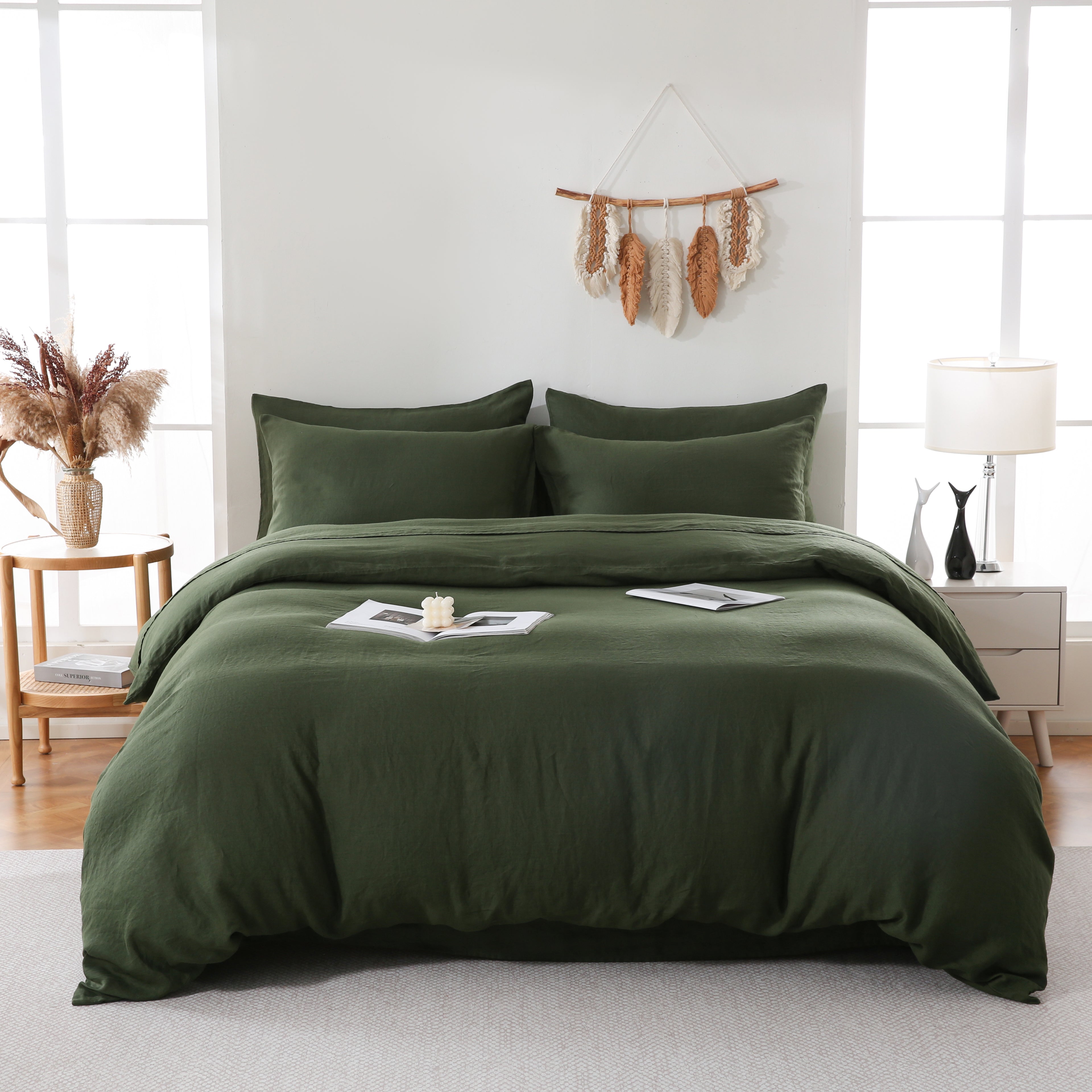 Linova Olive Luxury French Linen Bedding Set