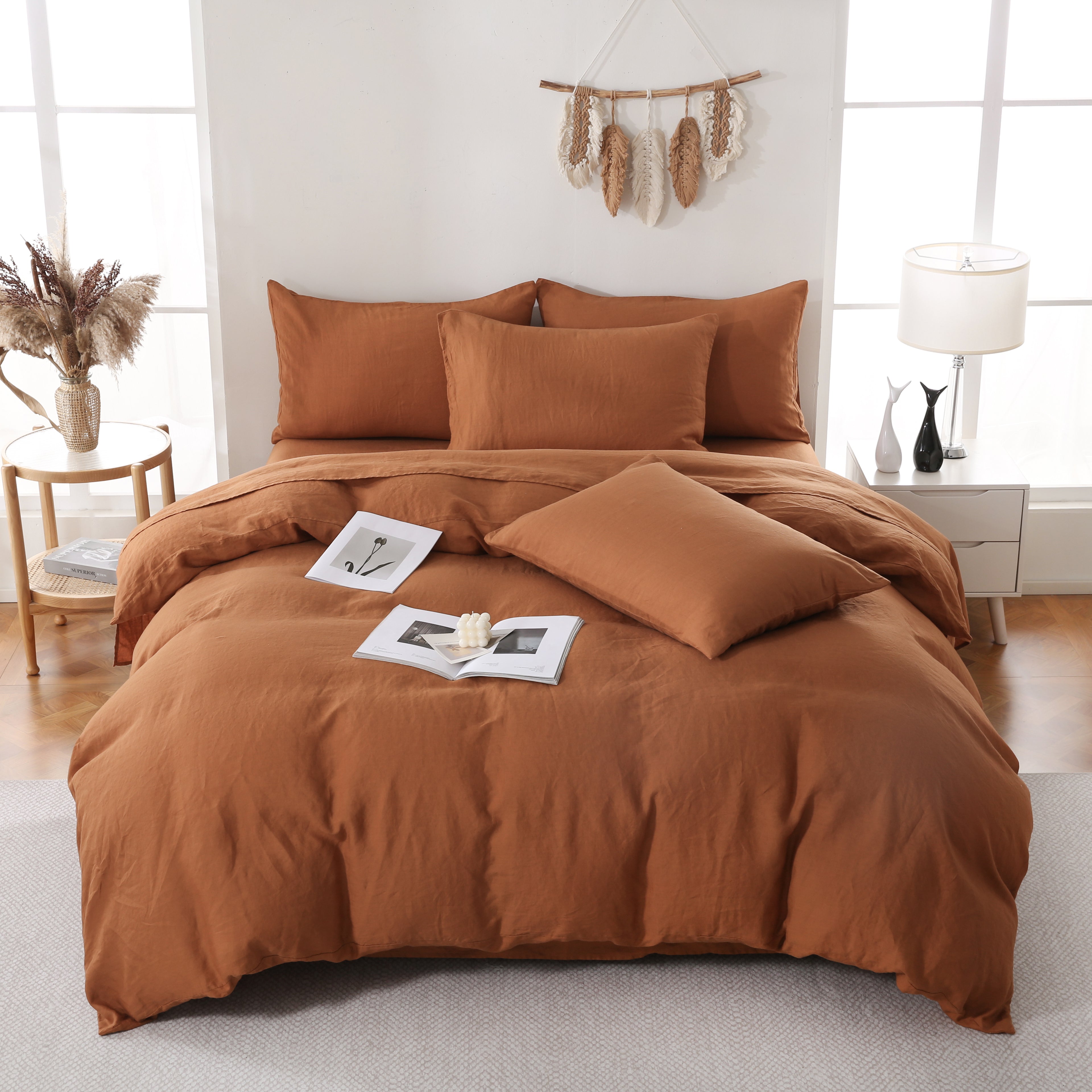 Linova Rust Luxury French Linen Bedding Set