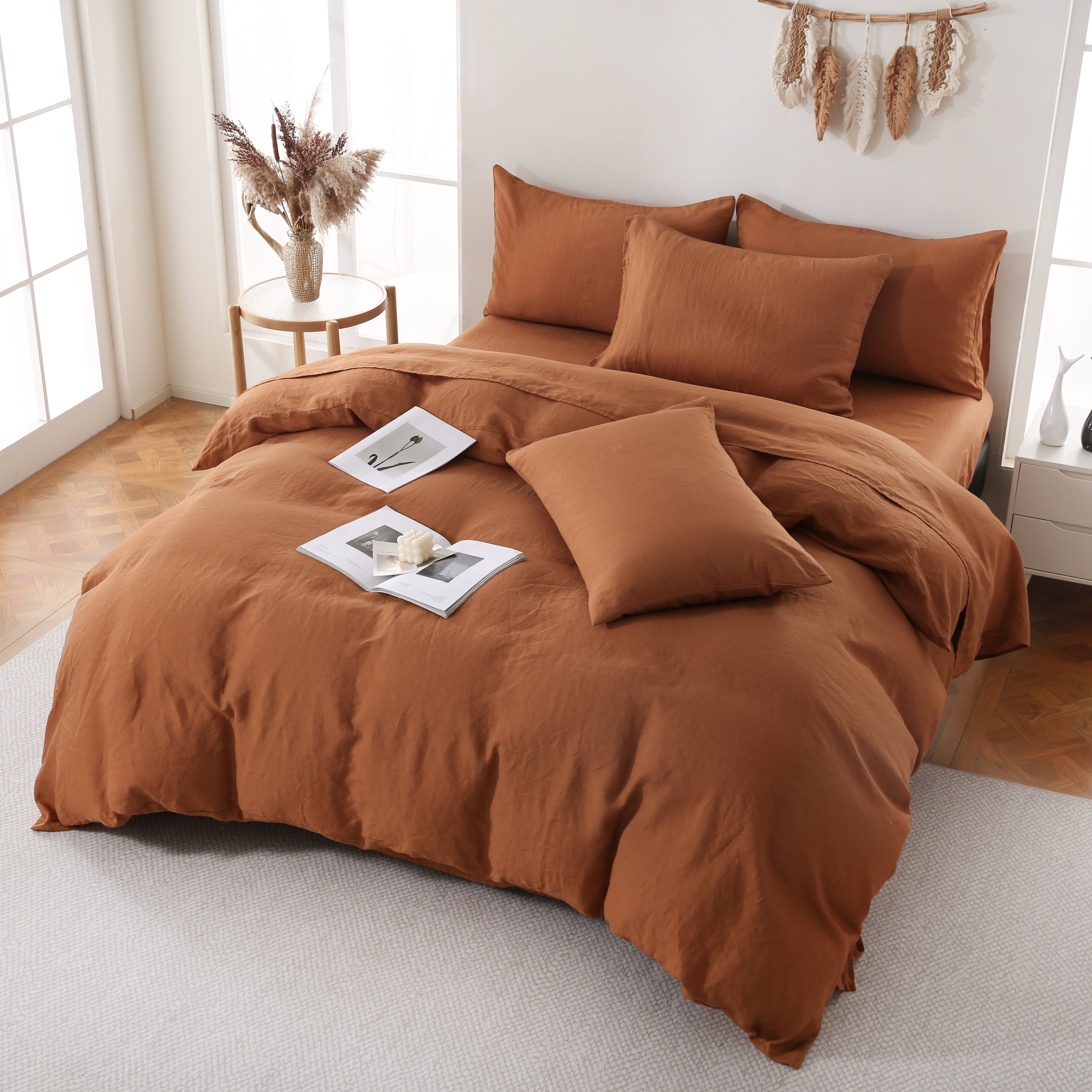 Linova Rust Luxury French Linen Bedding Set