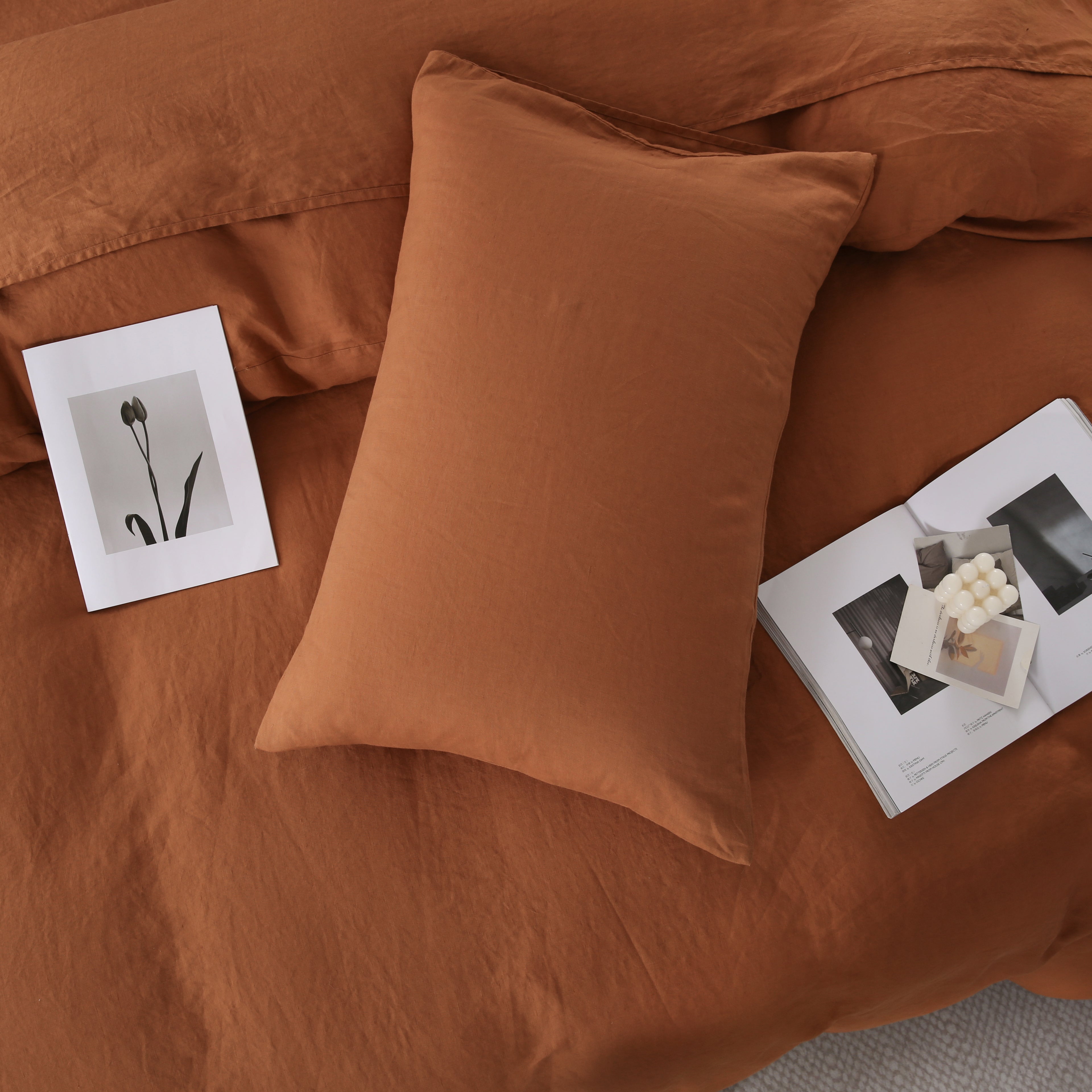 Linova Rust Luxury French Linen Bedding Set