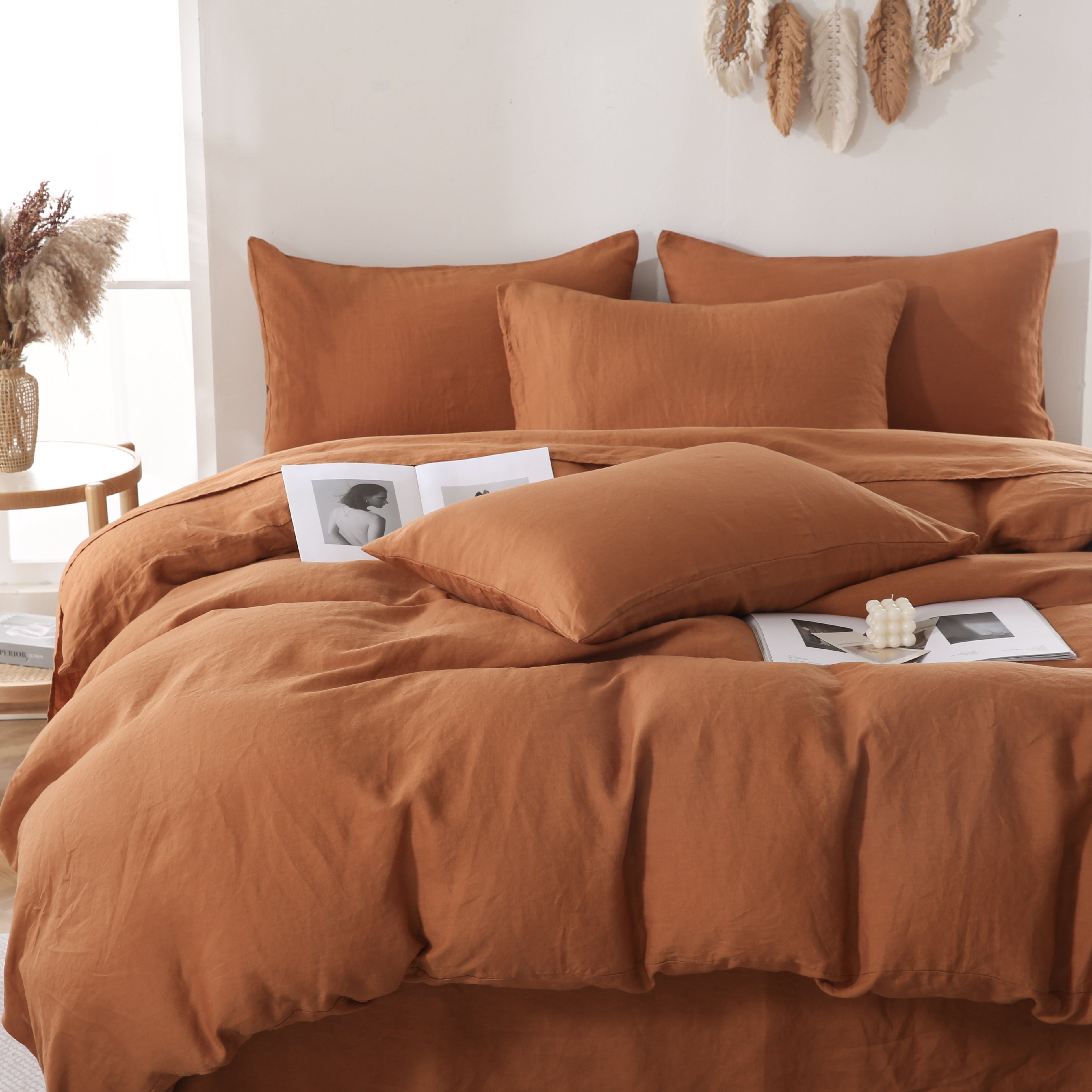 Linova Rust Luxury French Linen Bedding Set