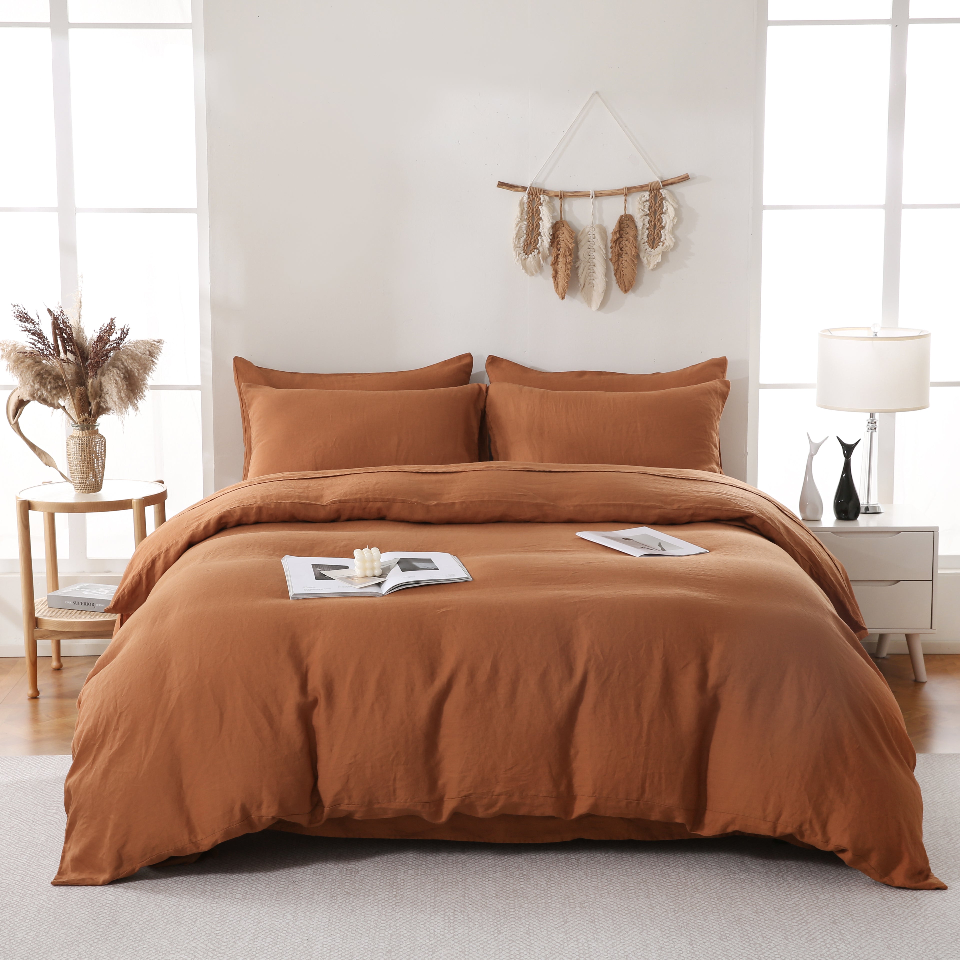 Linova Rust Luxury French Linen Bedding Set