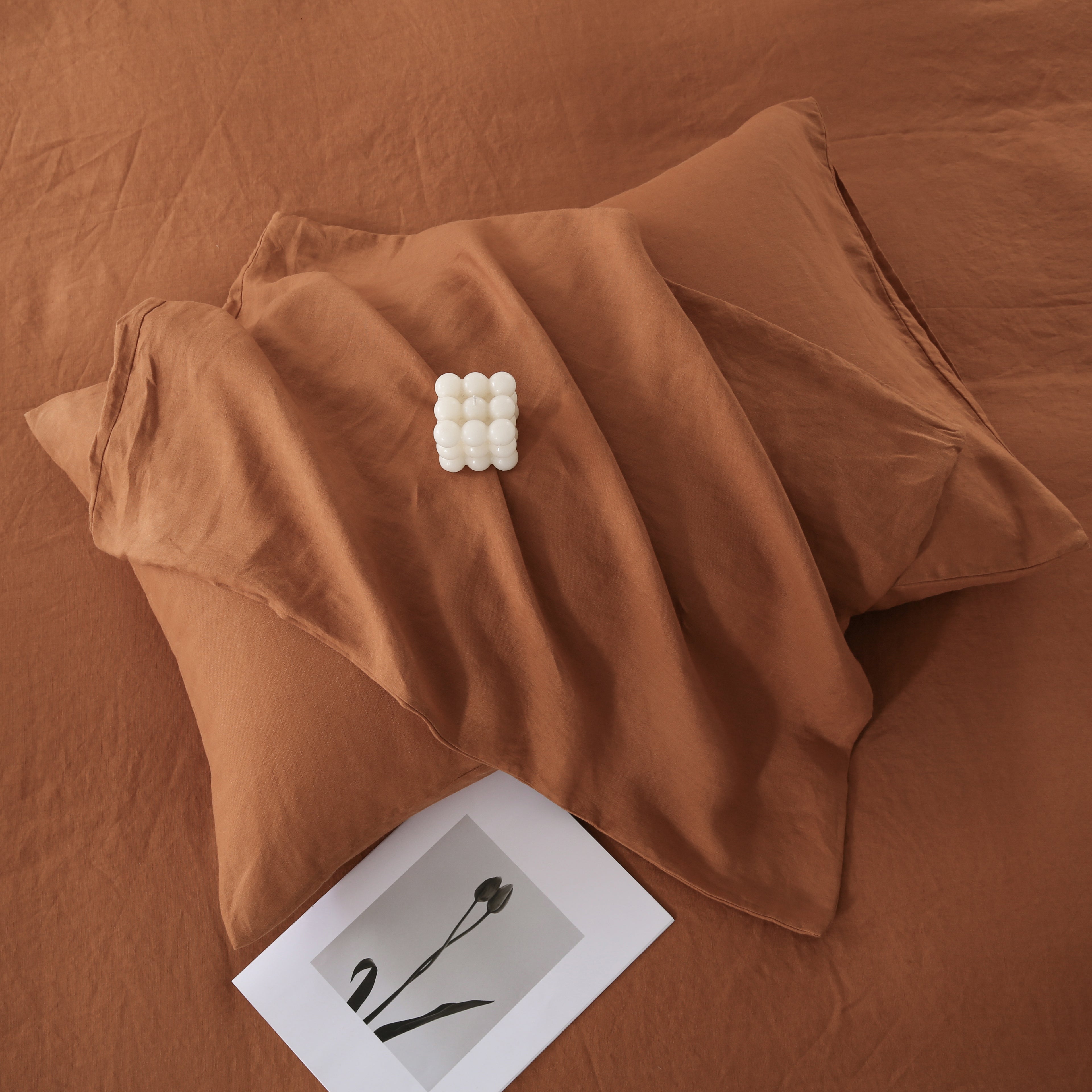 Linova Rust Luxury French Linen Bedding Set