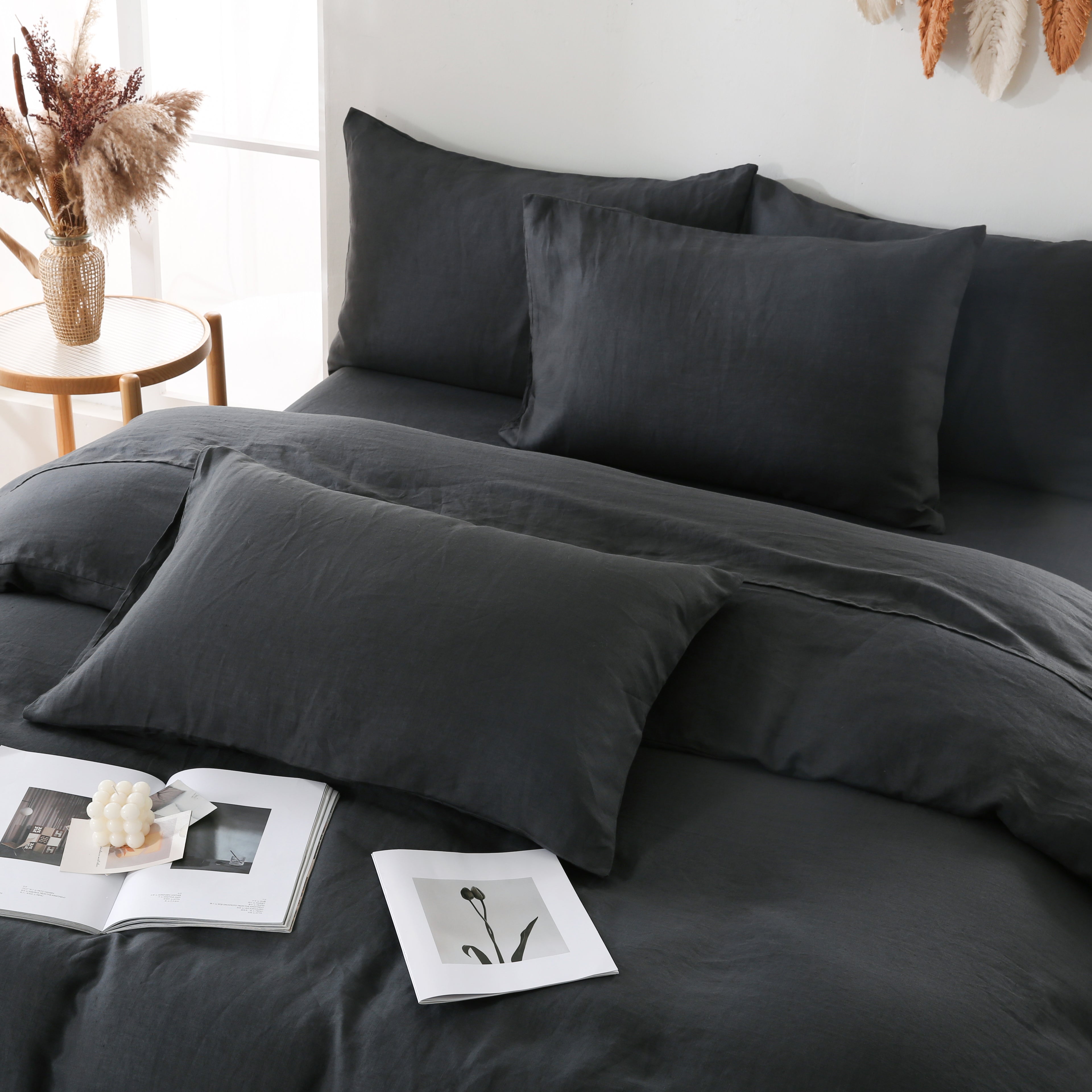 Linova Charcoal Luxury French Linen Bedding Set