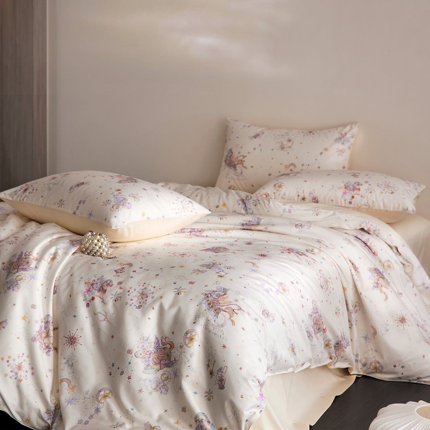 Pegasia Fairy Tale Luxury Egyptian Cotton Duvet Cover Set with Pony Print - Venetto Design Venettodesign.com
