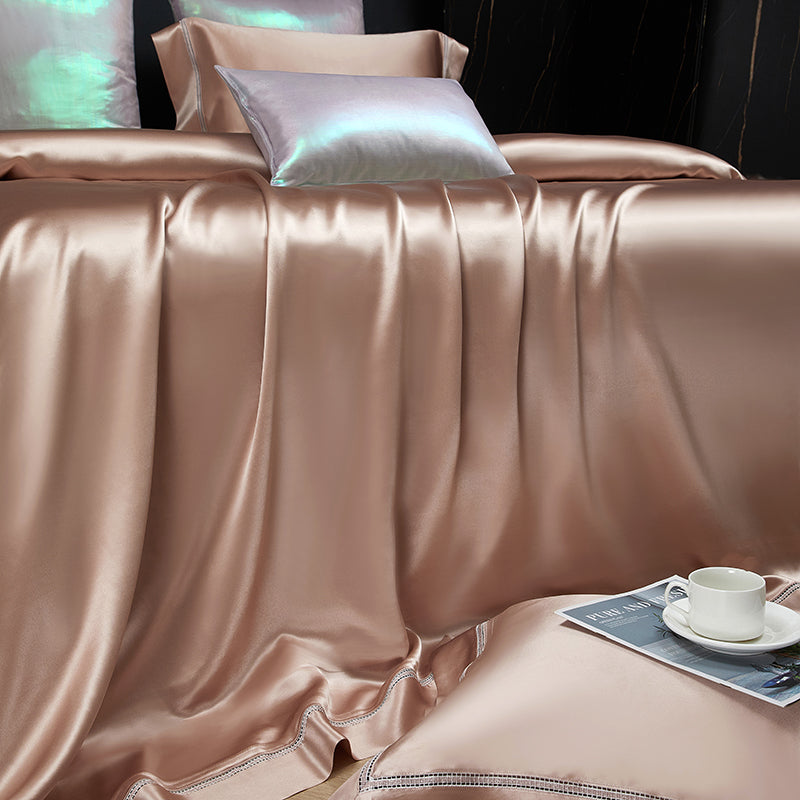 Solenne Cameo Rose Luxury 19 Momme Pure Mulberry Silk Duvet Cover Set - Venetto Design Venettodesign.com