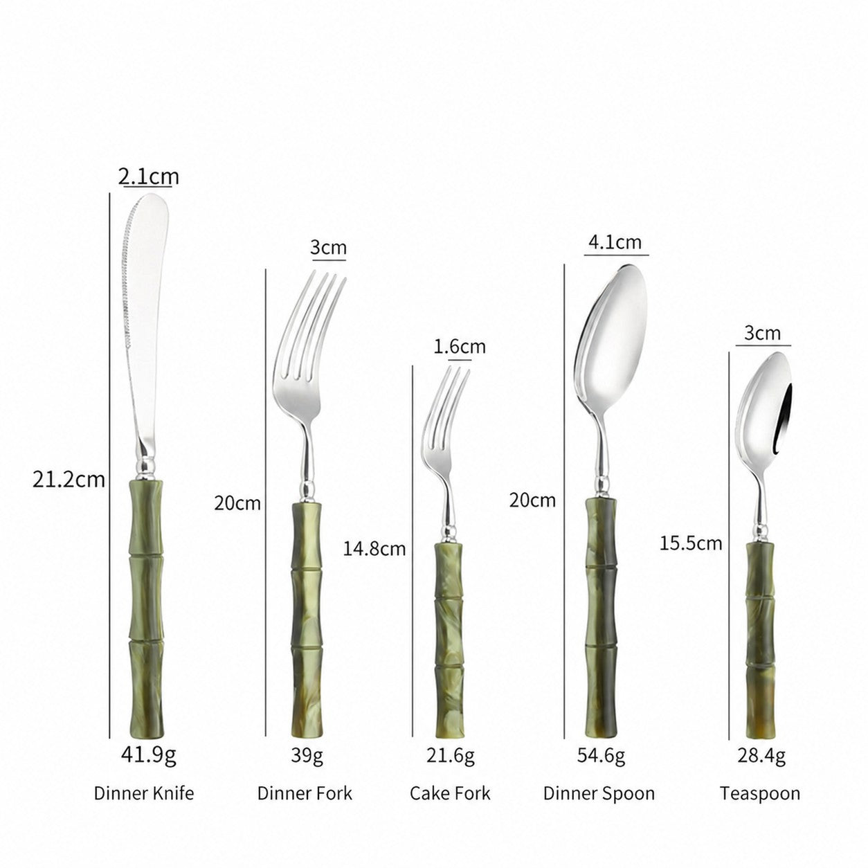 Zen Luxury 18/10 Stainless Steel Cutlery Set with Acrylic Bamboo-Inspired Handle - Venetto Design Venettodesign.com