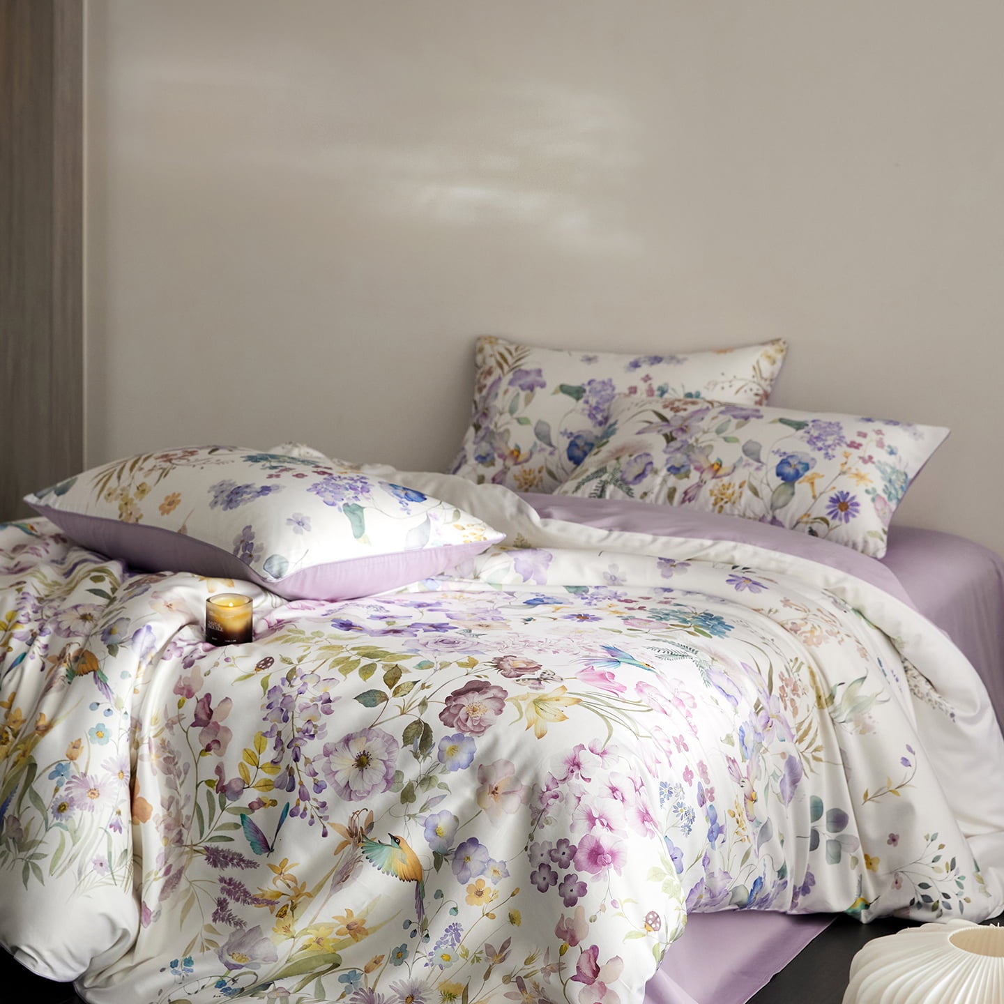 Lunaria Garden Luxury Egyptian Cotton Duvet Cover Set with Floral Print - Venetto Design Venettodesign.com