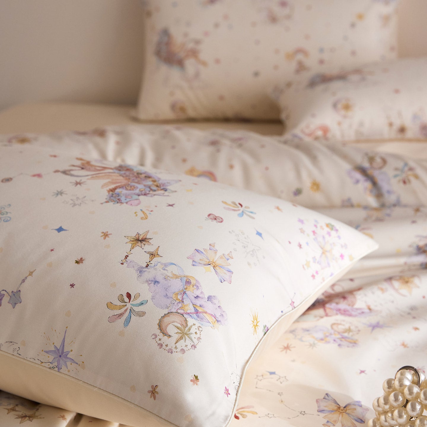 Pegasia Fairy Tale Luxury Egyptian Cotton Duvet Cover Set with Pony Print - Venetto Design Venettodesign.com