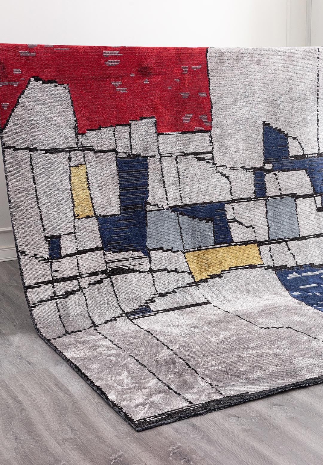 Bristol Red - Light Grey Rug Rugs - Venetto Design Venettodesign.com