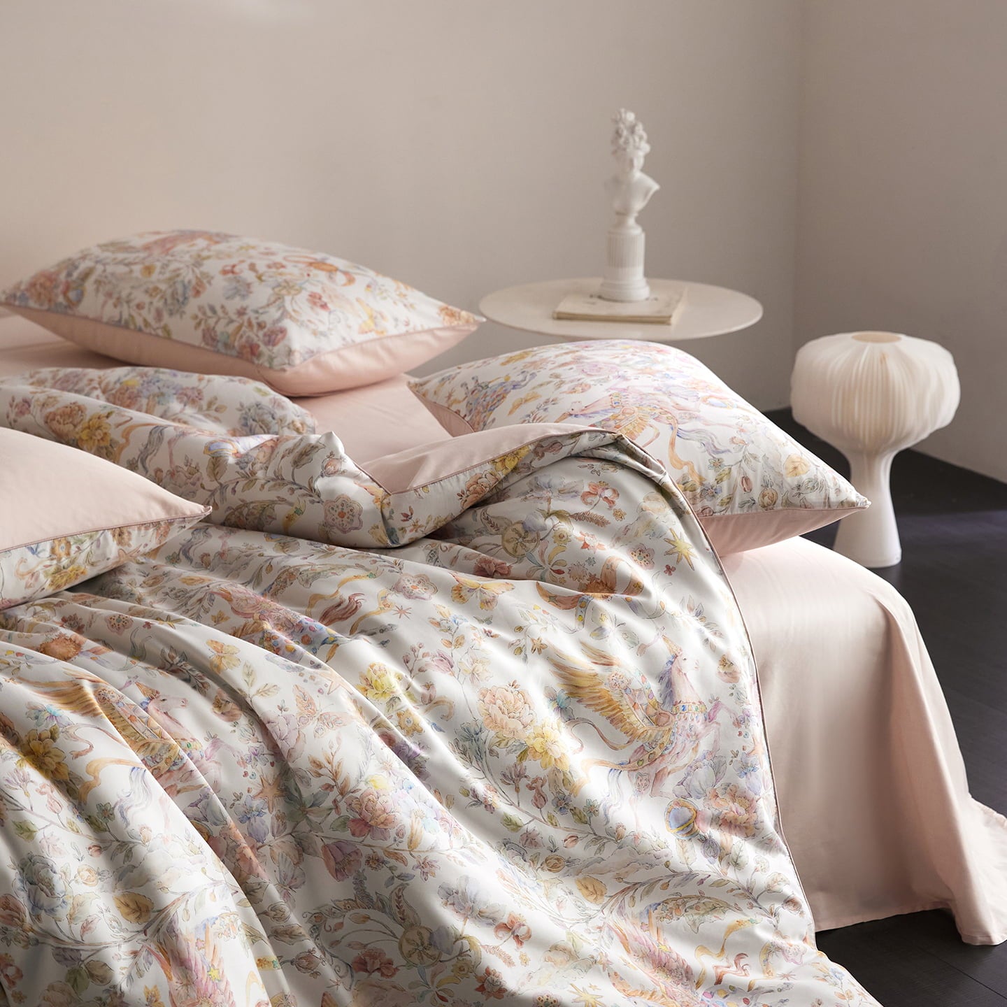 Celestine Fairy Tale Luxury Egyptian Cotton Duvet Cover Set with Unicorn and Botanical Print - Venetto Design Venettodesign.com