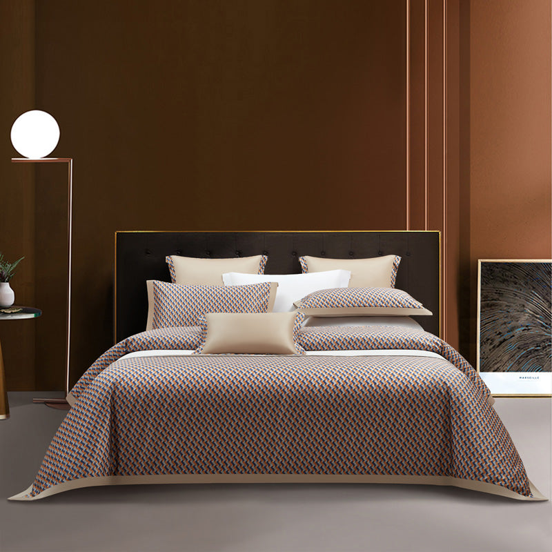 Marcella Geometric Luxury Egyptian Cotton Duvet Cover Set with Chevron Print - Venetto Design Venettodesign.com
