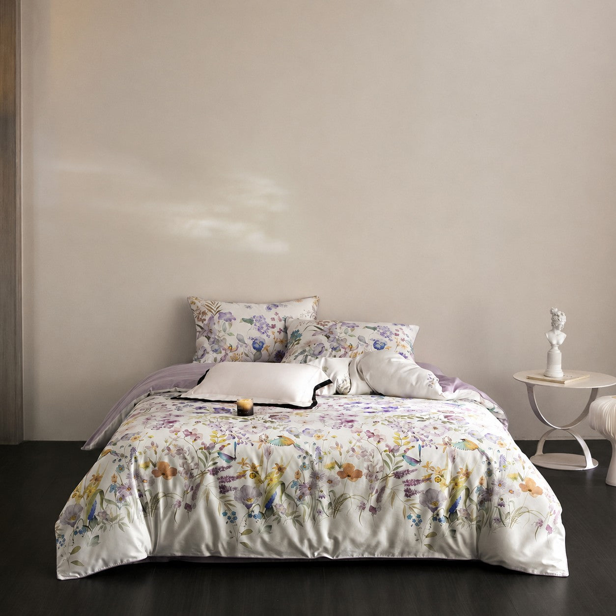 Lunaria Garden Luxury Egyptian Cotton Duvet Cover Set with Floral Print - Venetto Design Venettodesign.com