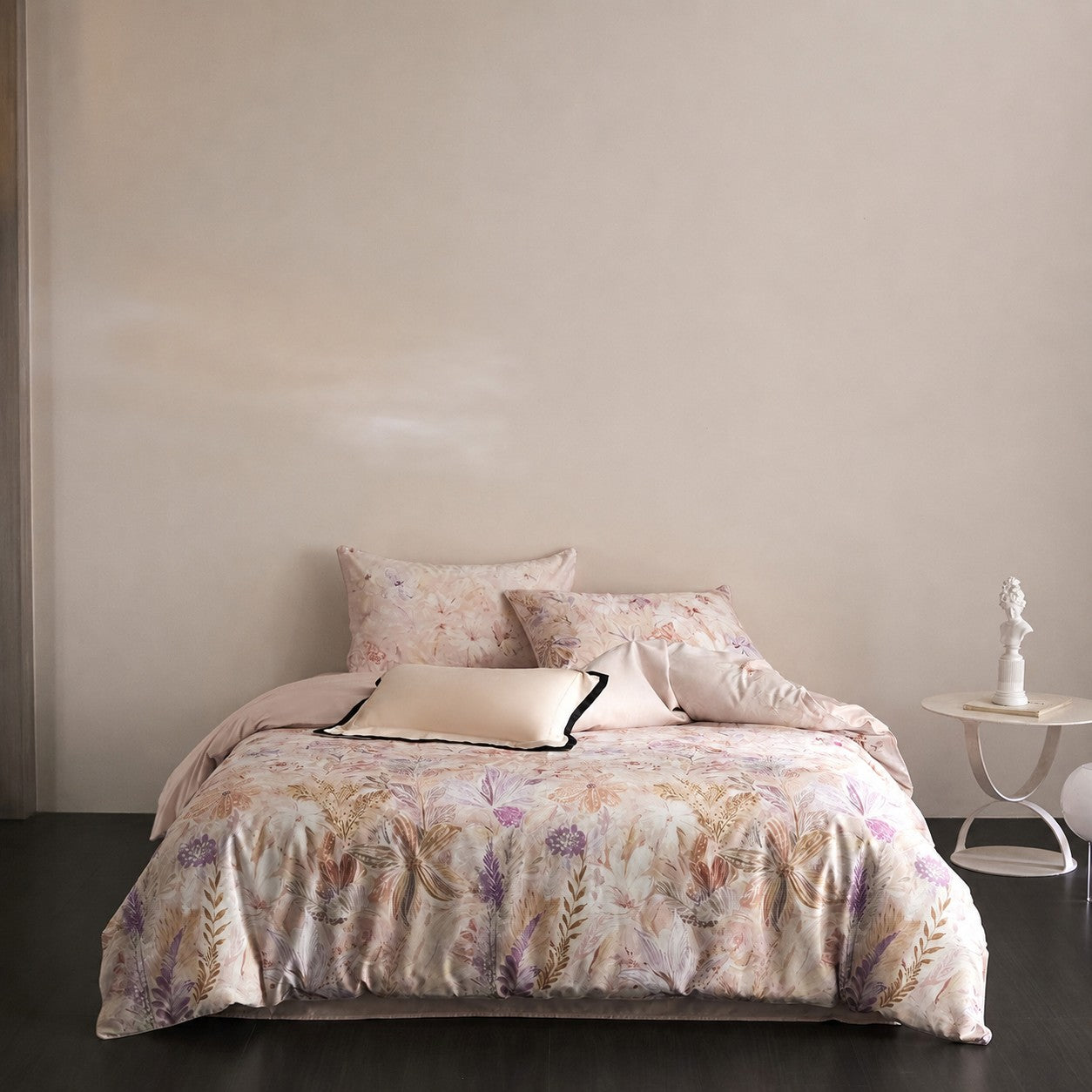 Lysora Blush Meadow Botanical Luxury Egyptian Cotton Duvet Cover Set with Watercolor Floral Print - Venetto Design Venettodesign.com