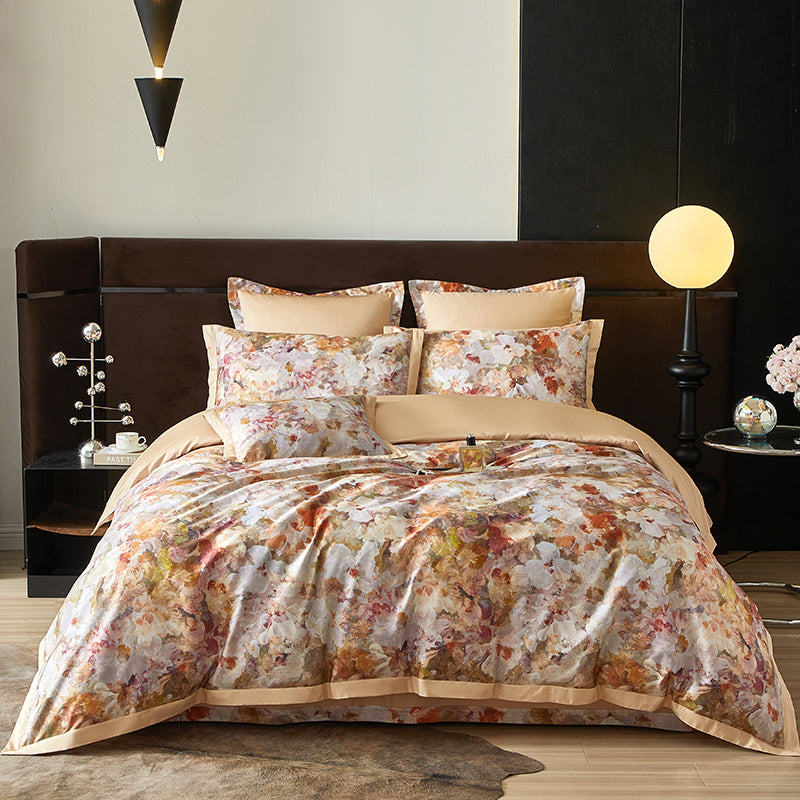 Monetta Botanical Luxury Egyptian Cotton Duvet Cover Set with Floral Bloom Print - Venetto Design Venettodesign.com