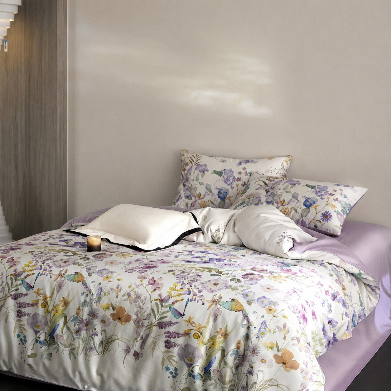 Lunaria Garden Luxury Egyptian Cotton Duvet Cover Set with Floral Print - Venetto Design Venettodesign.com