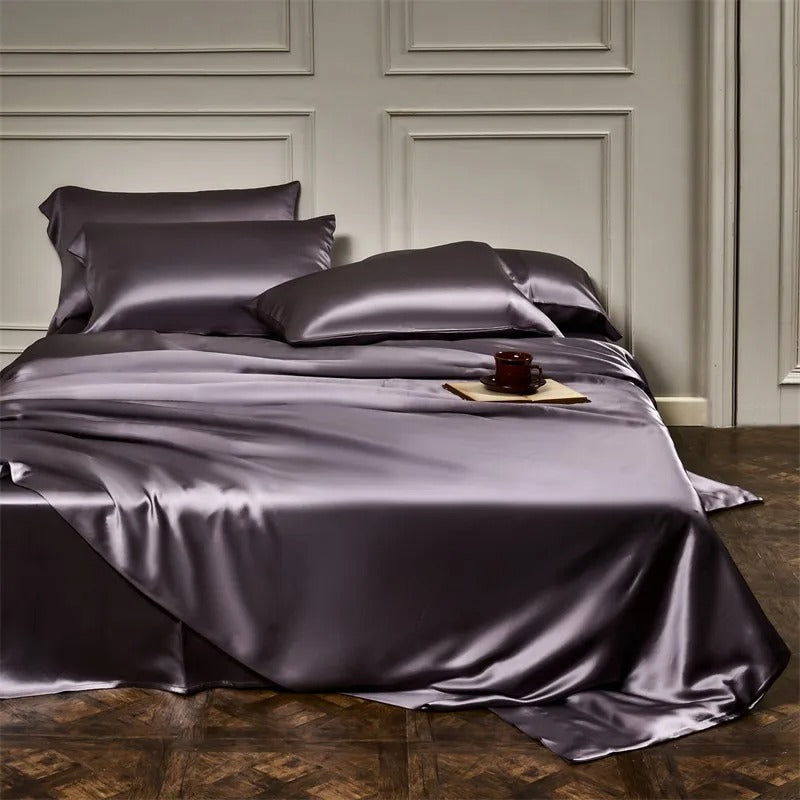 Hermione Taupe Grey Luxury Pure Mulberry Silk Bedding Set