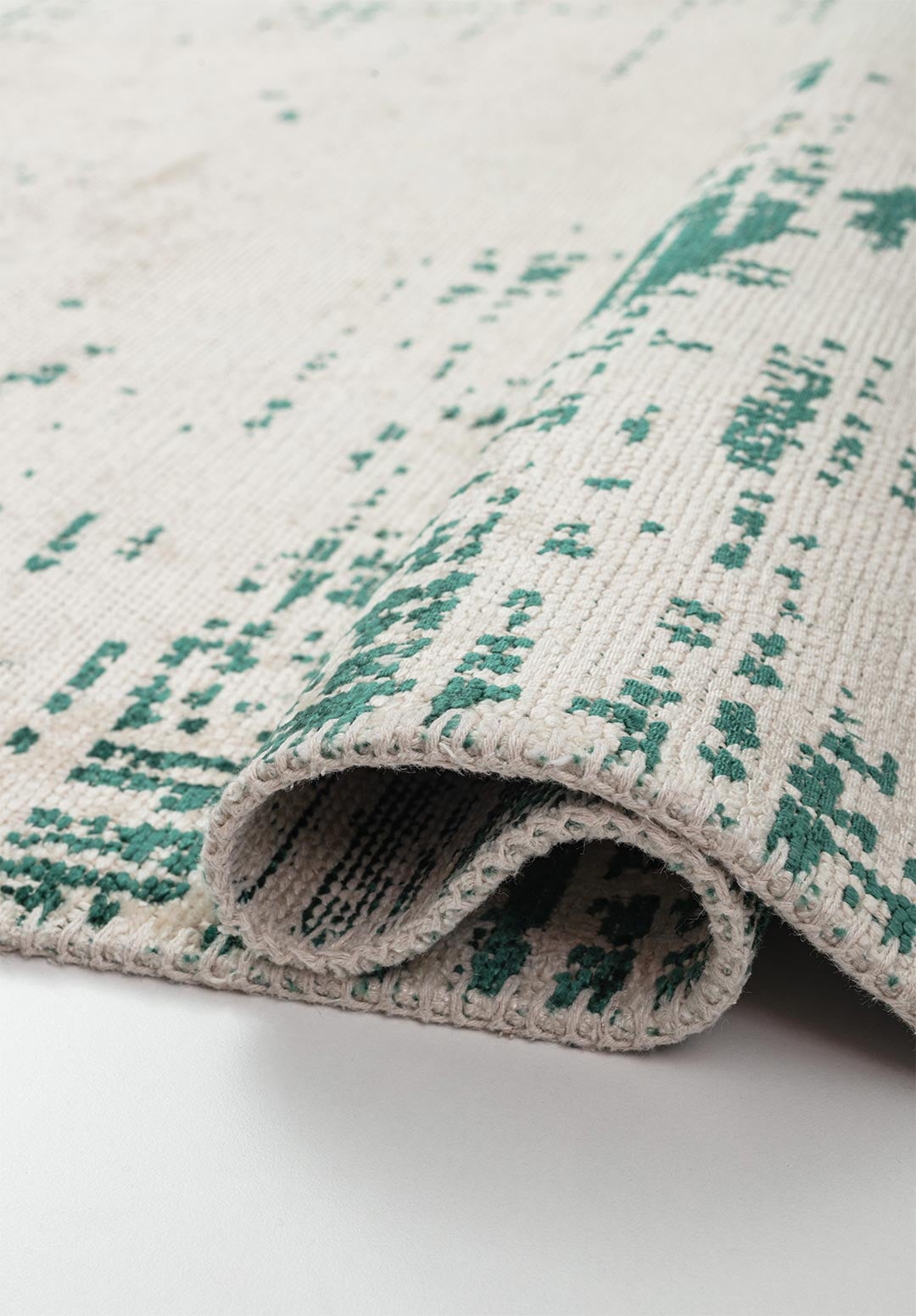 Space Ecru - Dark Green Rug Rugs - Venetto Design Venettodesign.com