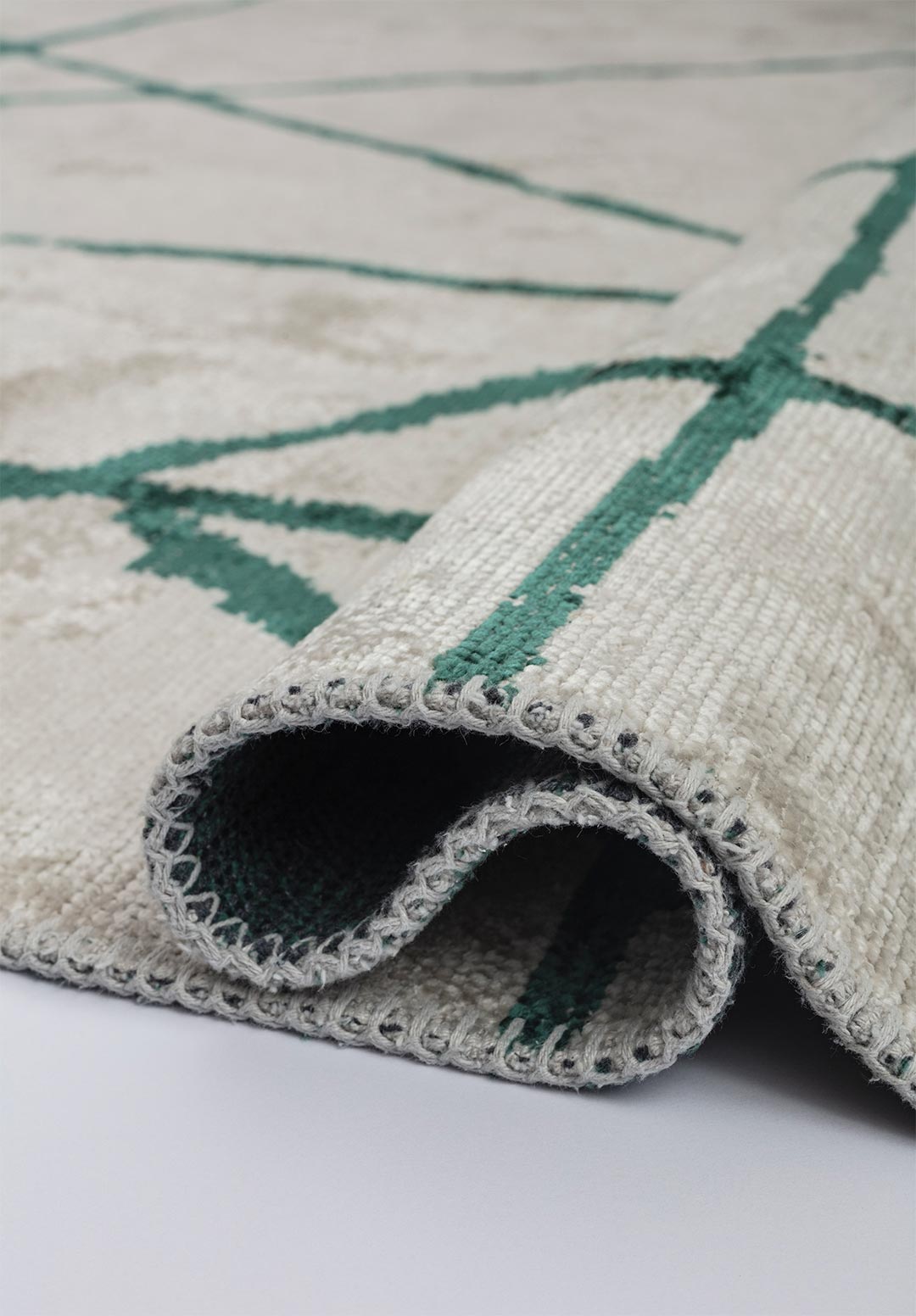 Grid Ecru - Dark Green Rug Rugs - Venetto Design Venettodesign.com