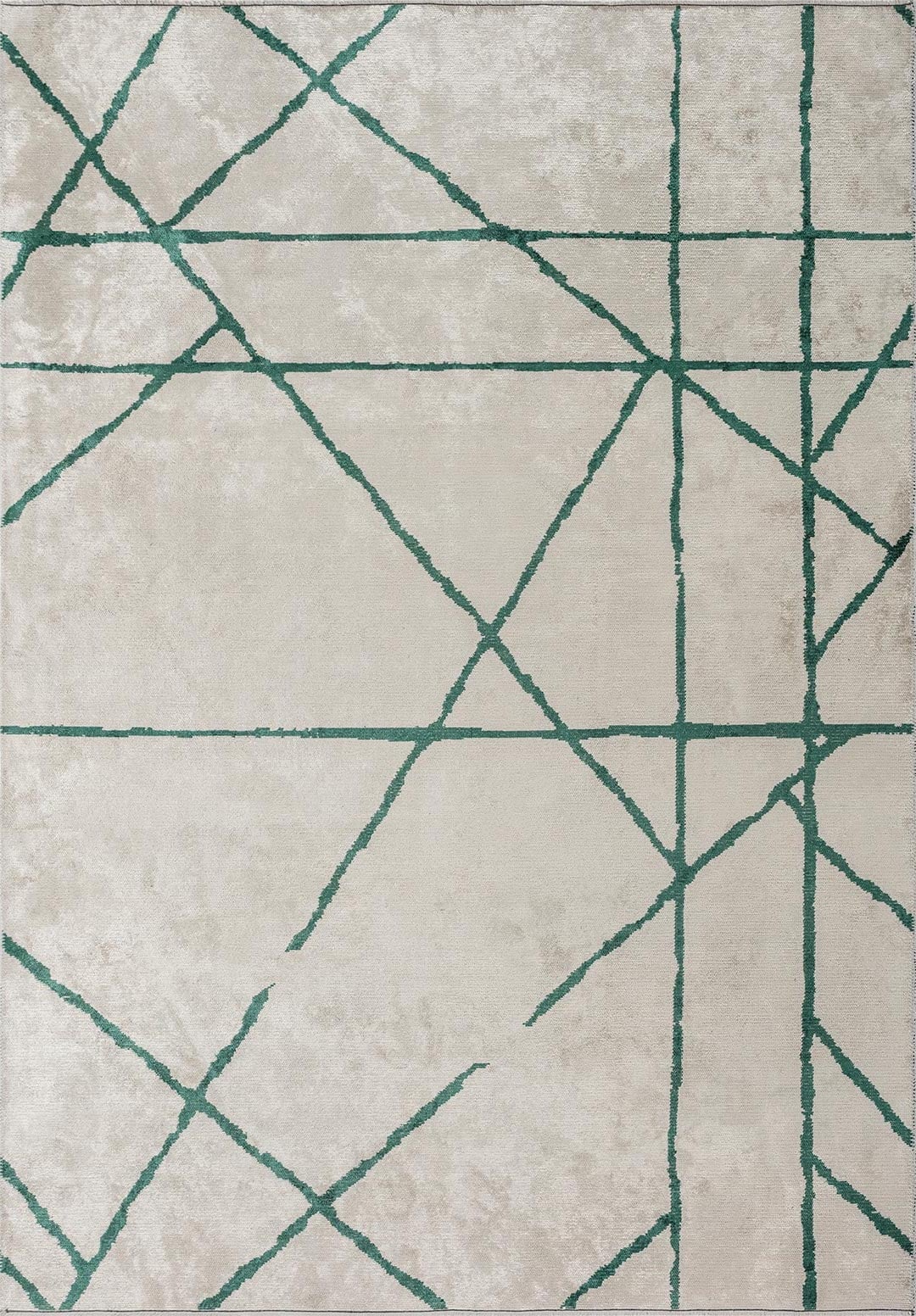 Grid Ecru - Dark Green Rug Rugs - Venetto Design Venettodesign.com