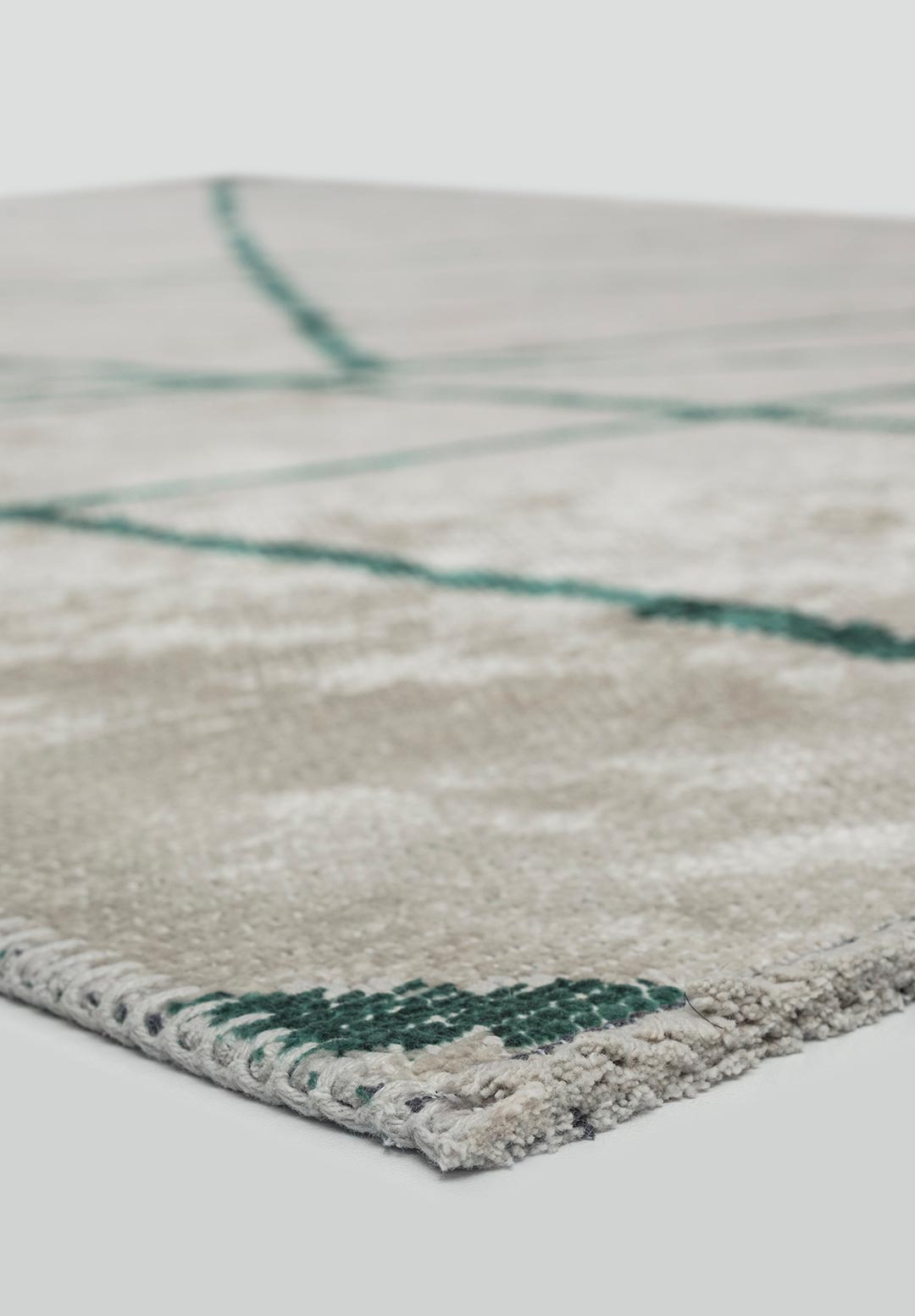 Grid Ecru - Dark Green Rug Rugs - Venetto Design Venettodesign.com