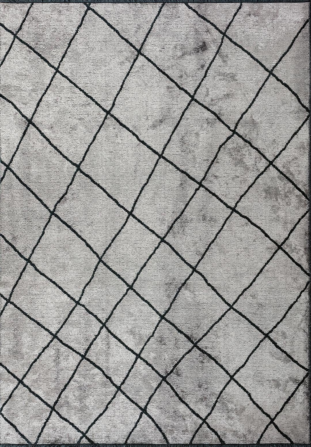 Moroccan Matte Black - Light Grey Rug Rugs - Venetto Design Venettodesign.com
