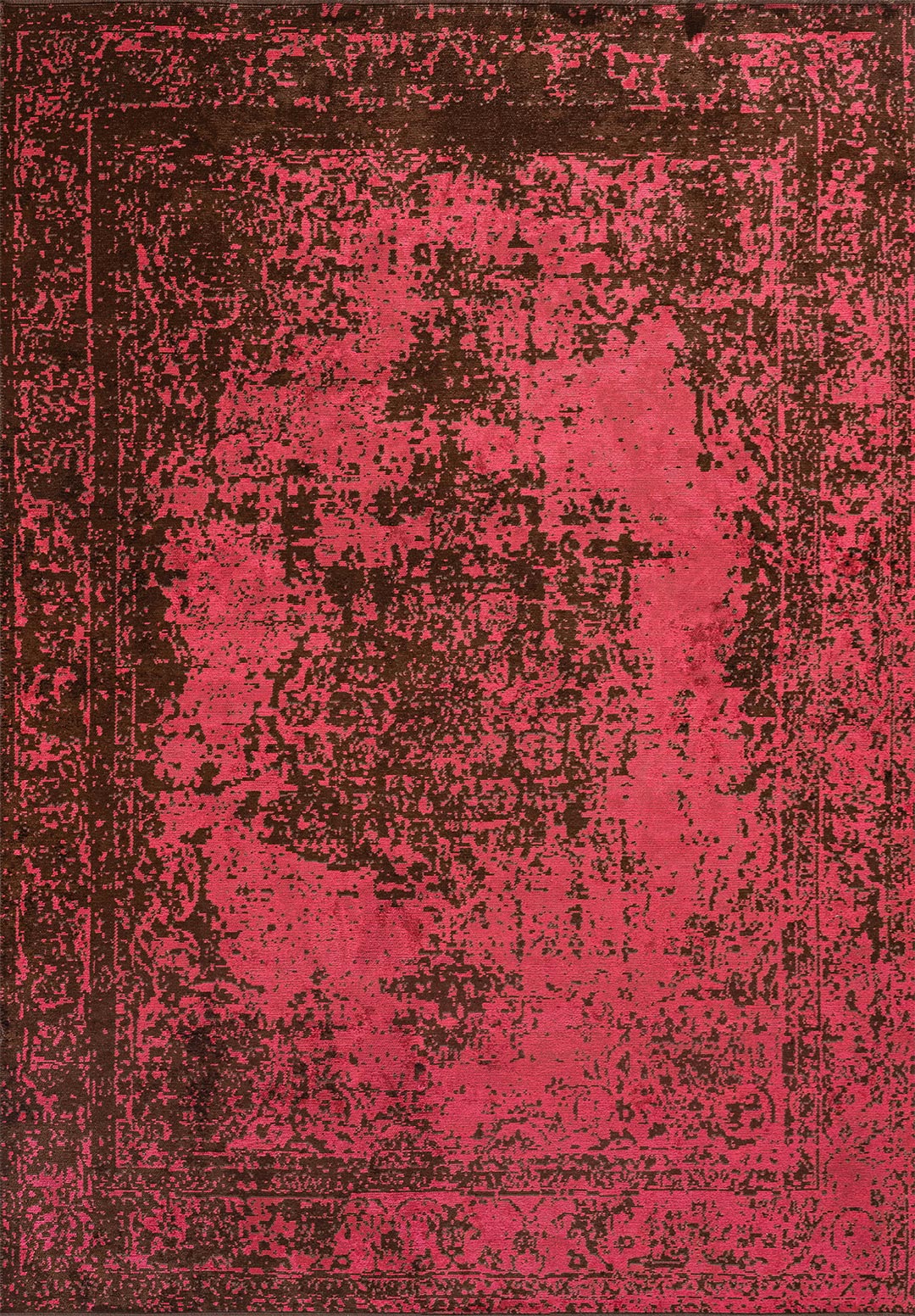 Medallion Dark Brown - Fuchsia Rug Rugs - Venetto Design Venettodesign.com
