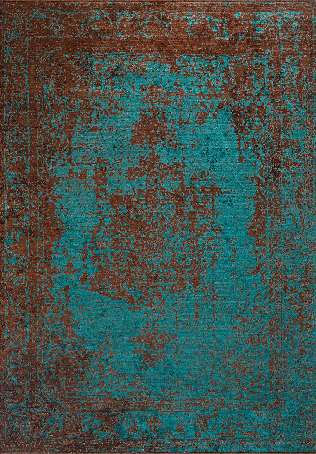 Medallion Dark Brown - Dark Turquoise Rug Rugs - Venetto Design Venettodesign.com