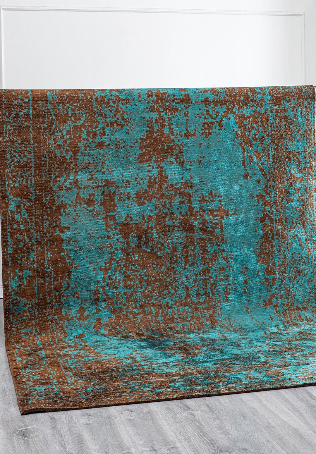 Medallion Dark Brown - Dark Turquoise Rug Rugs - Venetto Design Venettodesign.com