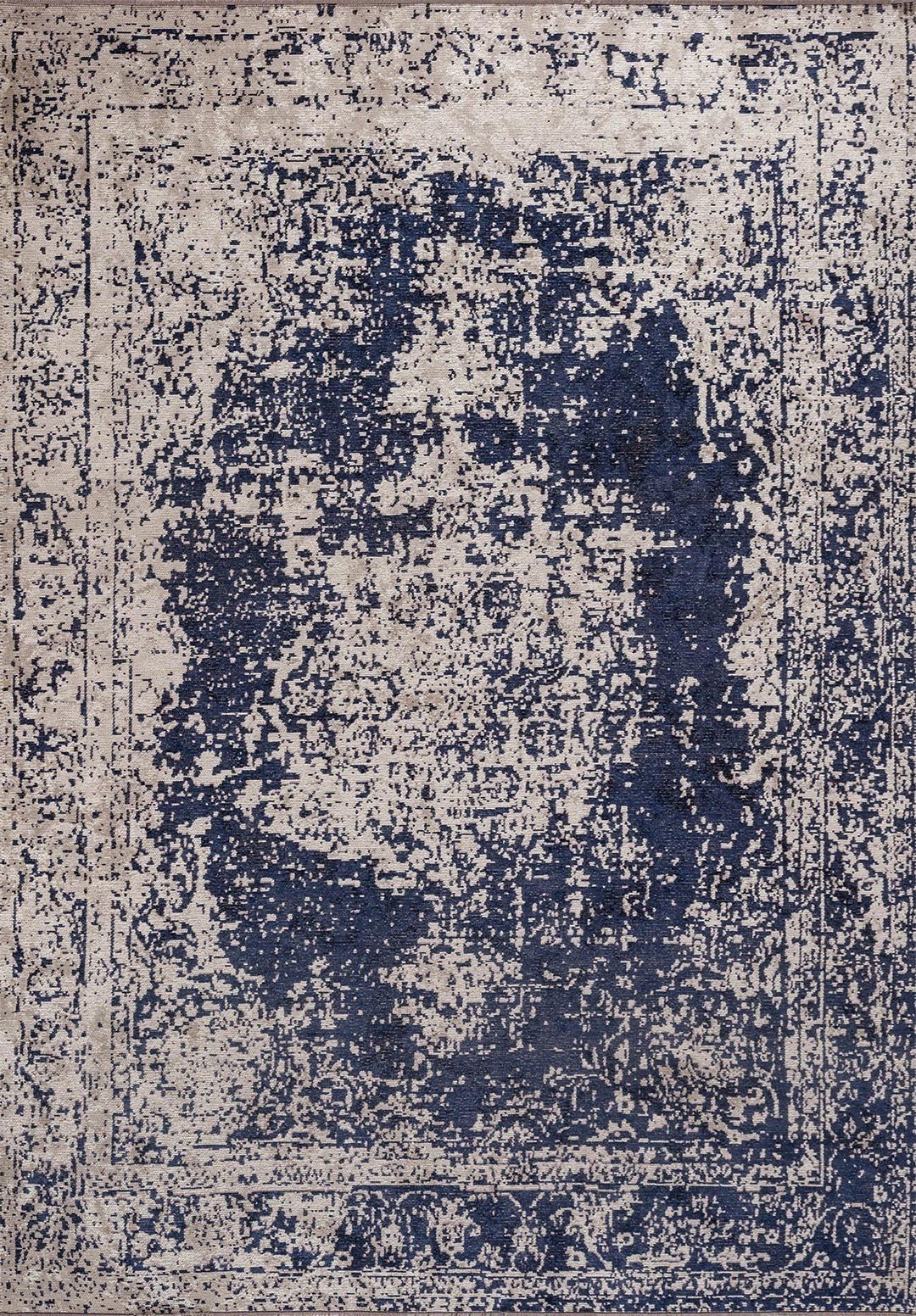 Medallion Beige - Dark Navy Rug Rugs - Venetto Design Venettodesign.com
