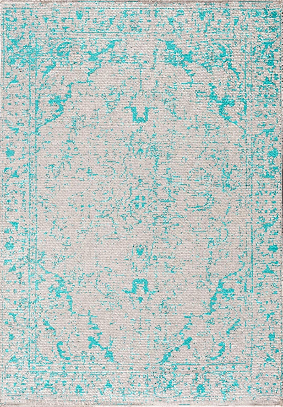 Ivy Ecru - Turquoise Rug Rugs - Venetto Design Venettodesign.com