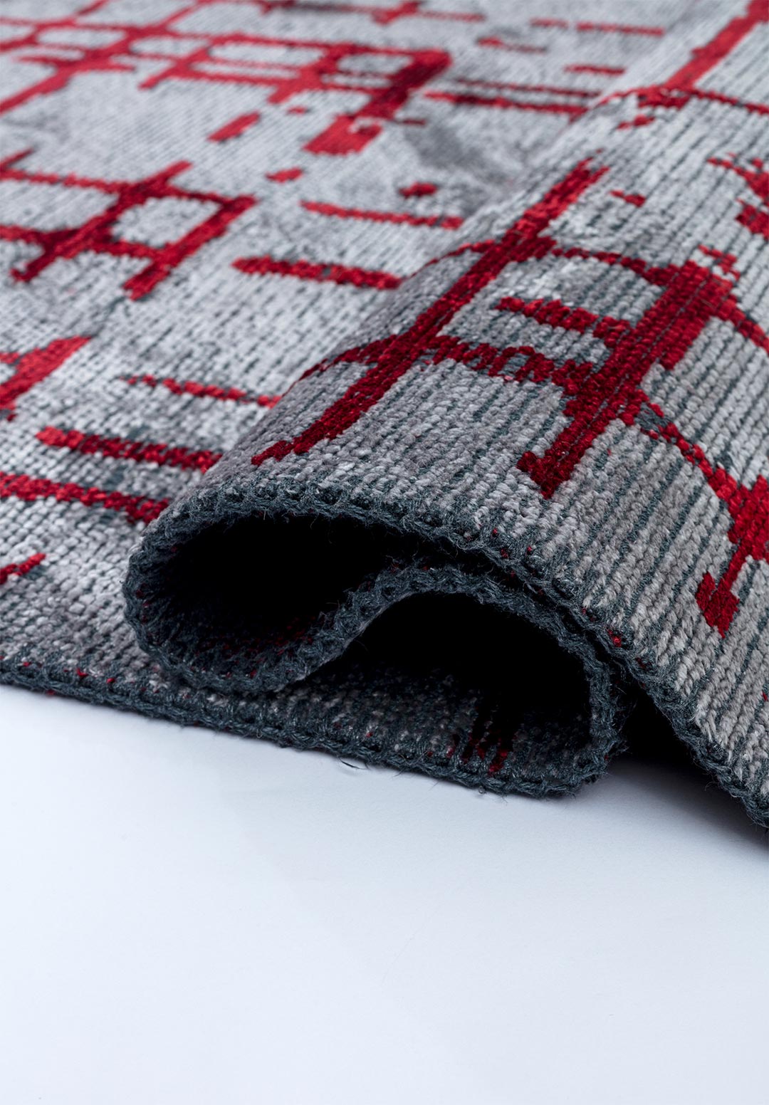 Axis Red - Light Grey Rug Rugs - Venetto Design Venettodesign.com