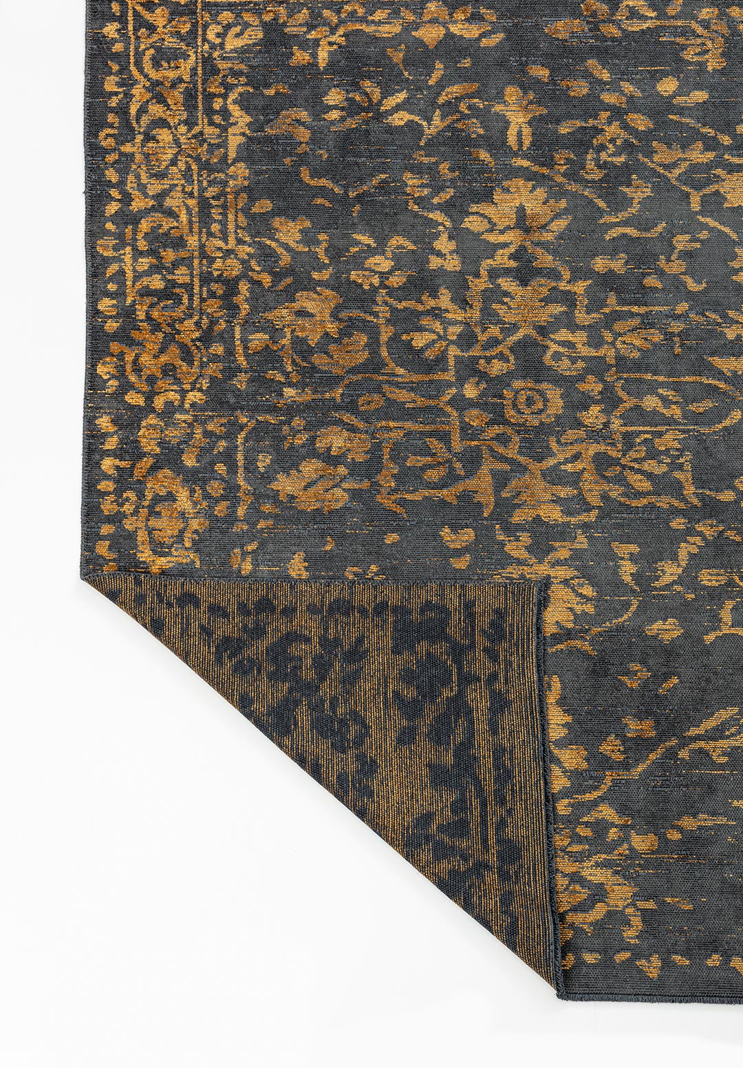 Flora Mustard - Anthracite Rug Rugs - Venetto Design Venettodesign.com